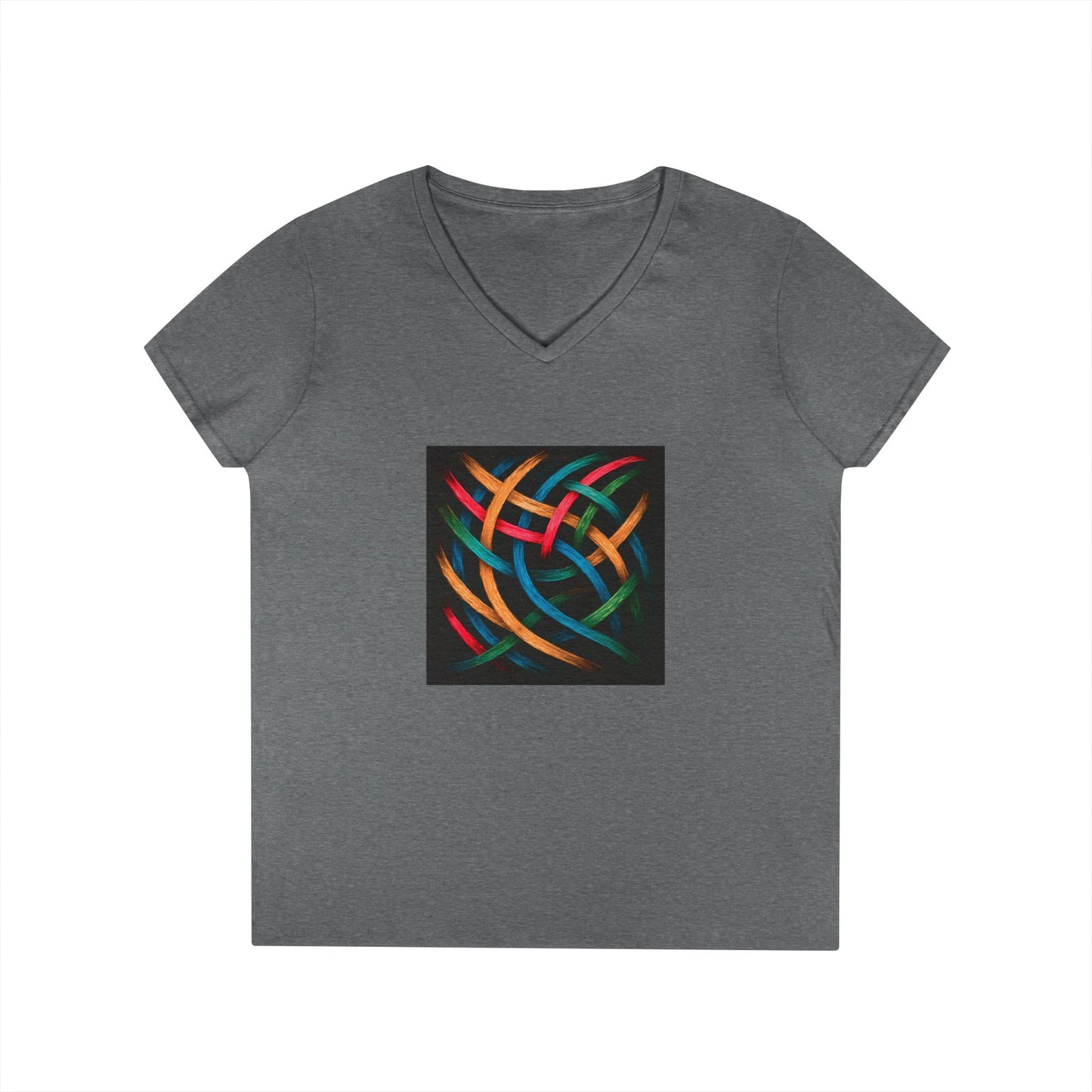 Chic Casual Wear V-Neck T-Shirt for Women - Weave Design