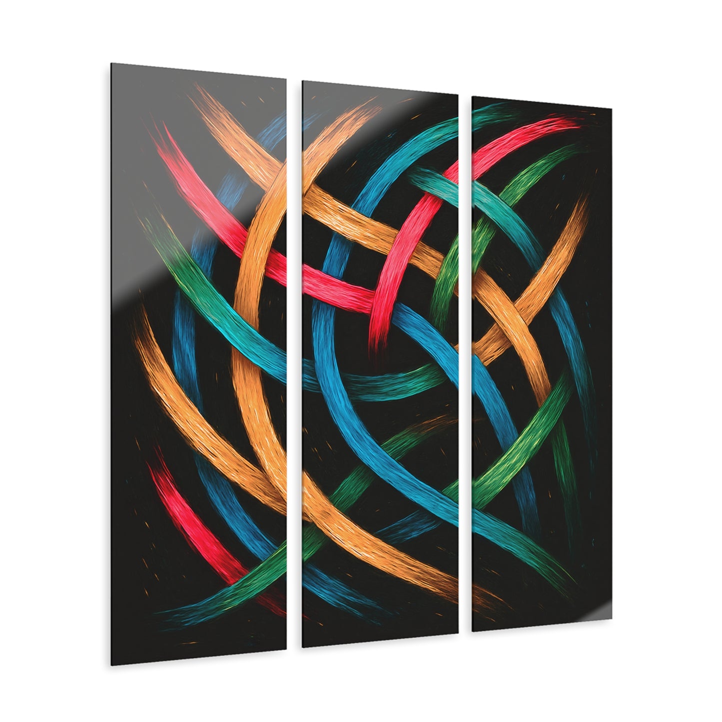 Vibrant Acrylic Triptych Wall Art - Weave Design