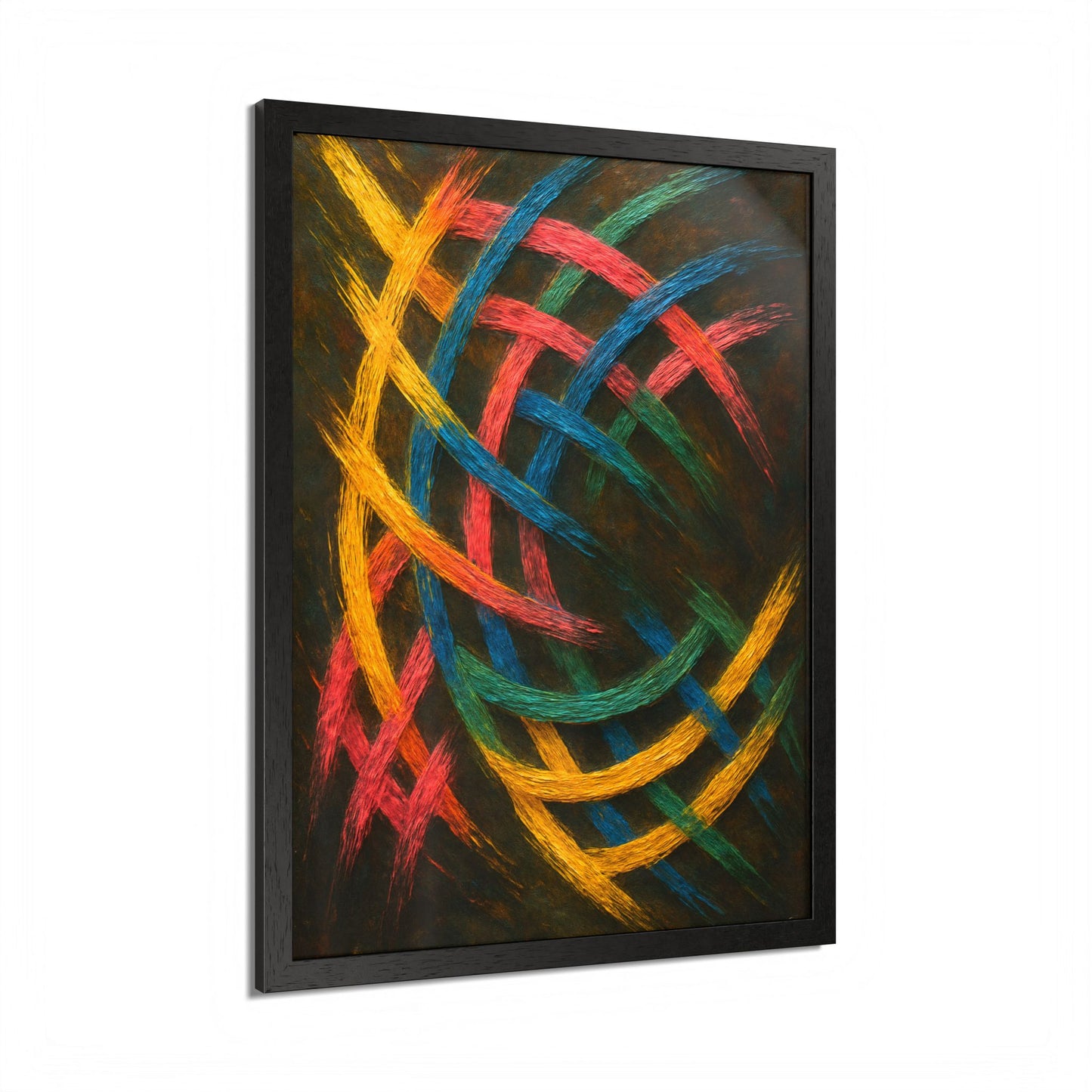 Vibrant Abstract wooden Framed Wall Art - Weave Design