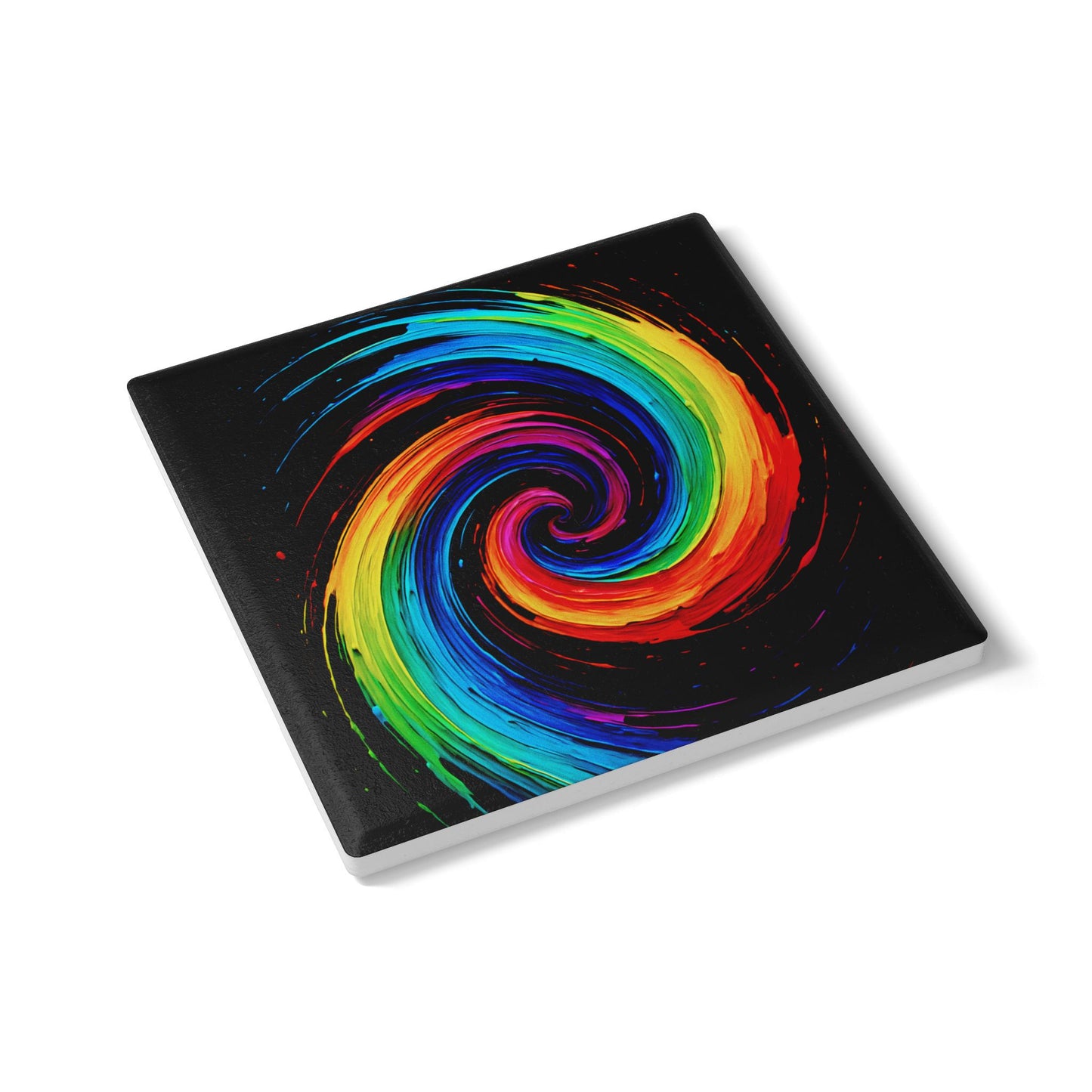 Vibrant Spiral Ceramic Coaster - Cyclone Design