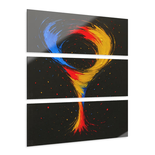 Vibrant Acrylic Triptych Wall Art for Living Room - Cyclone Design