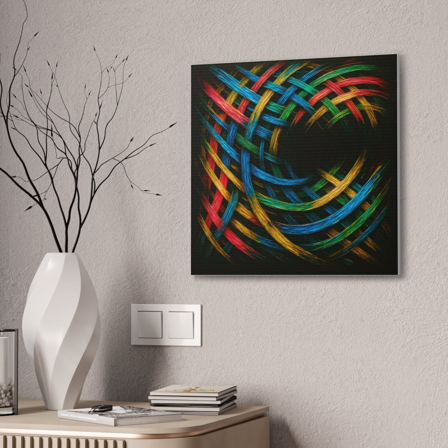 Vibrant Abstract Canvas Art - Weave Design