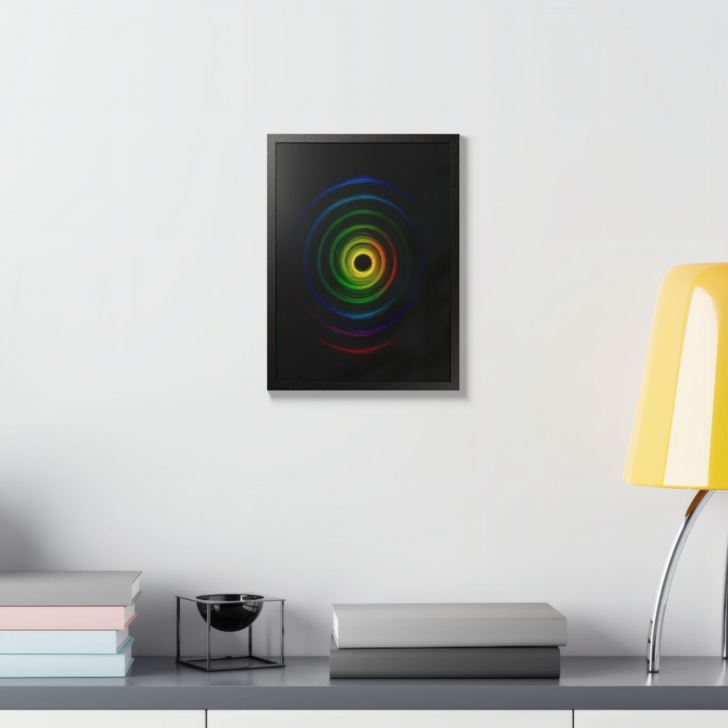 Modern Spiral Wooden Framed Print WallArt - Cyclone Design