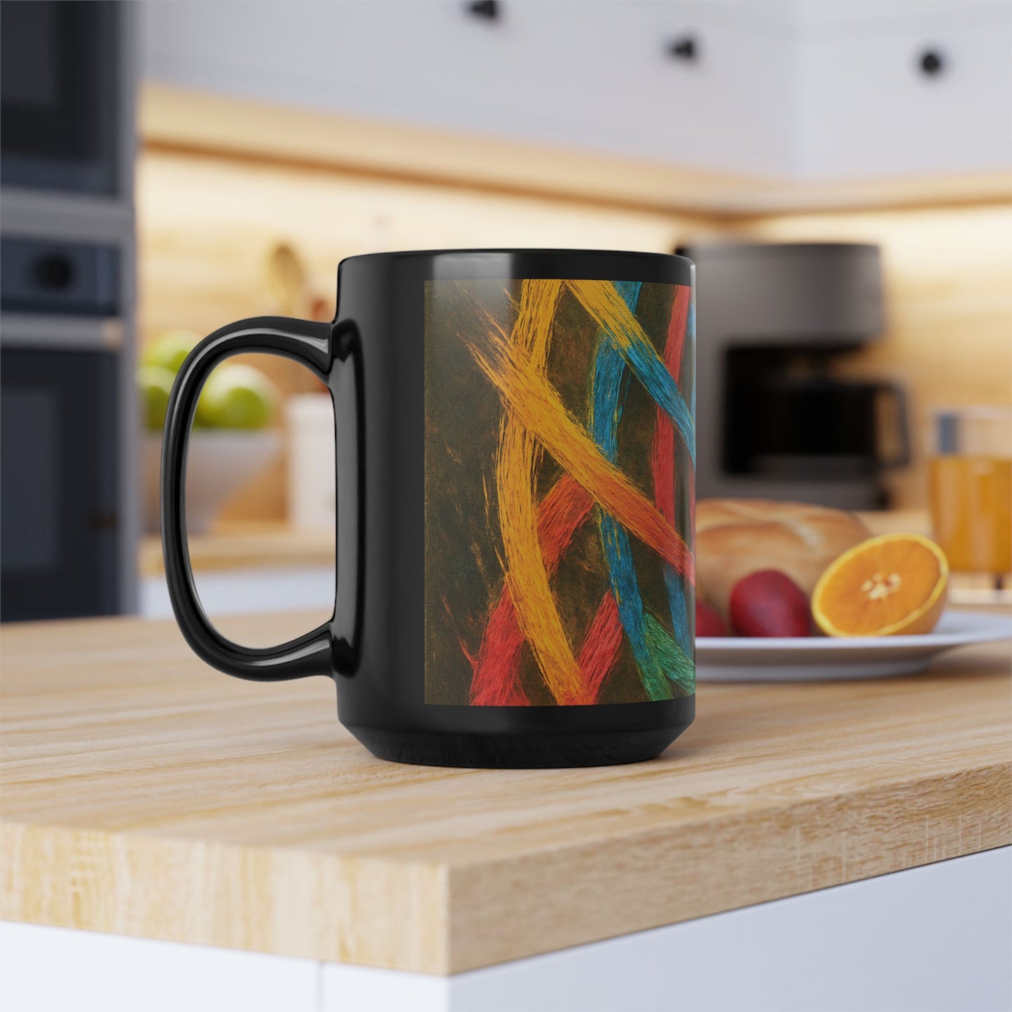 Vibrant Weave Design Black Mug (11oz, 15oz)