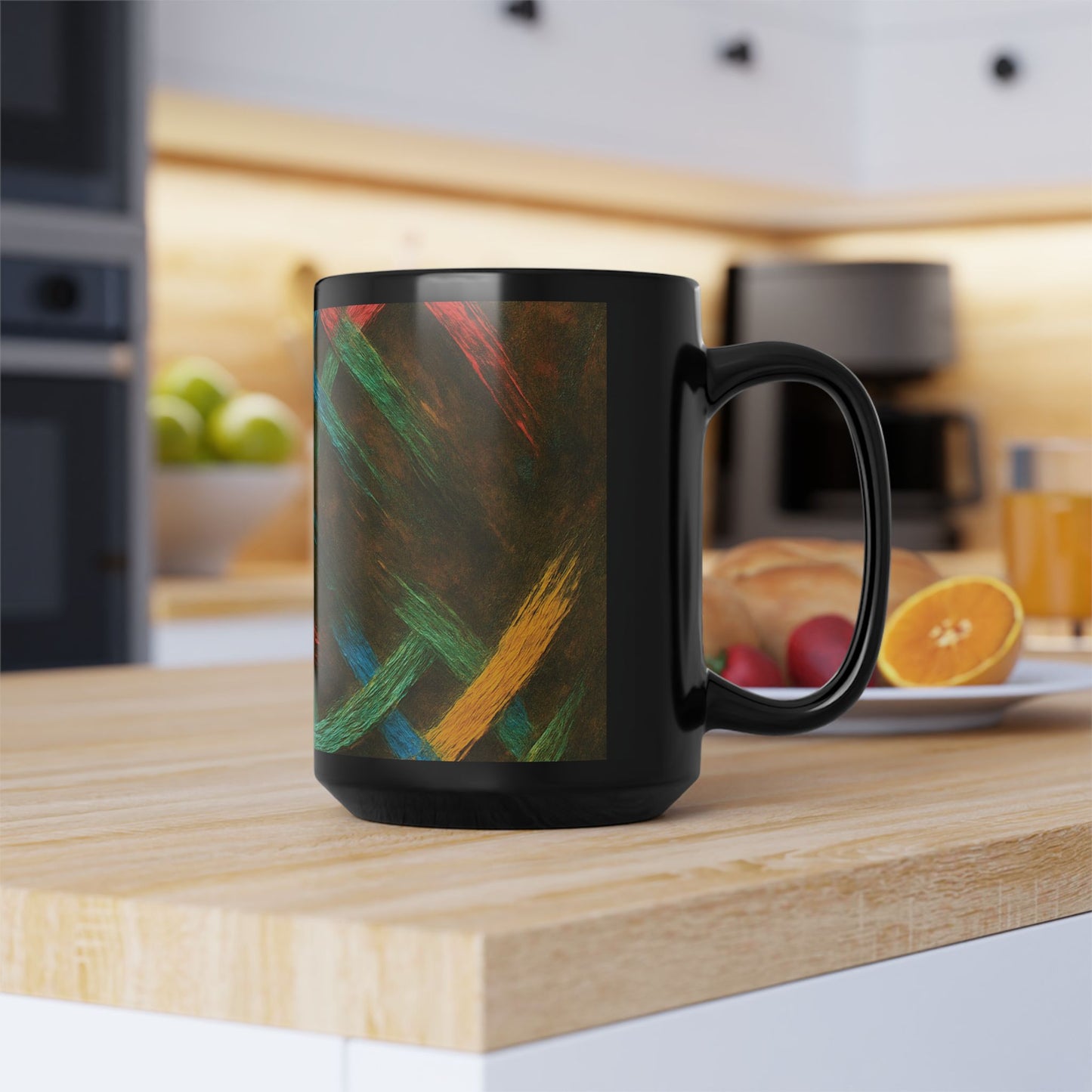 Vibrant Weave Design Black Mug (11oz, 15oz)