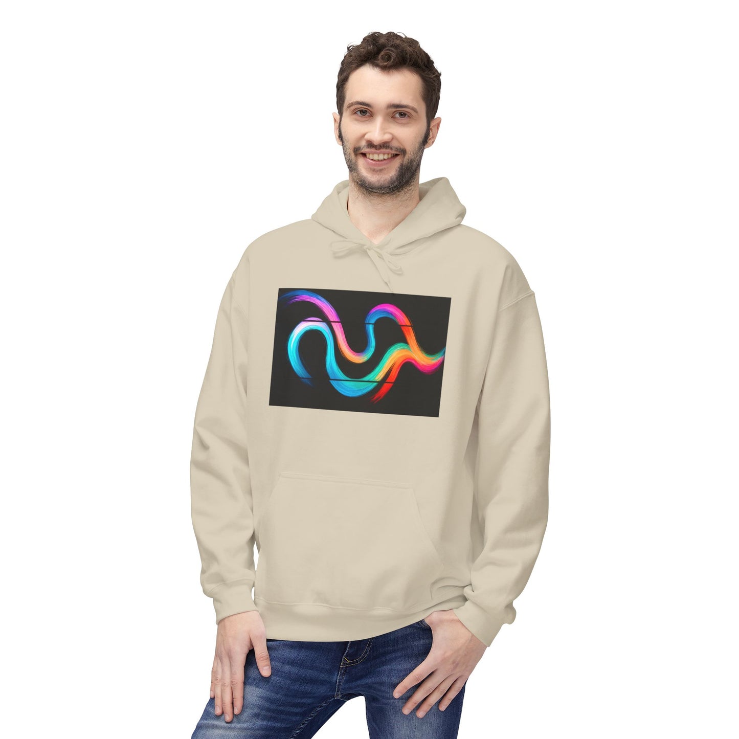 Colorful Wave Fleece Hoodie - Weave Design