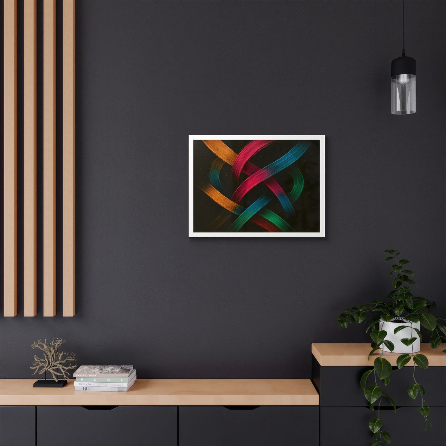Vibrant Wooden Framed  Gallery Wall Art - Weave Design