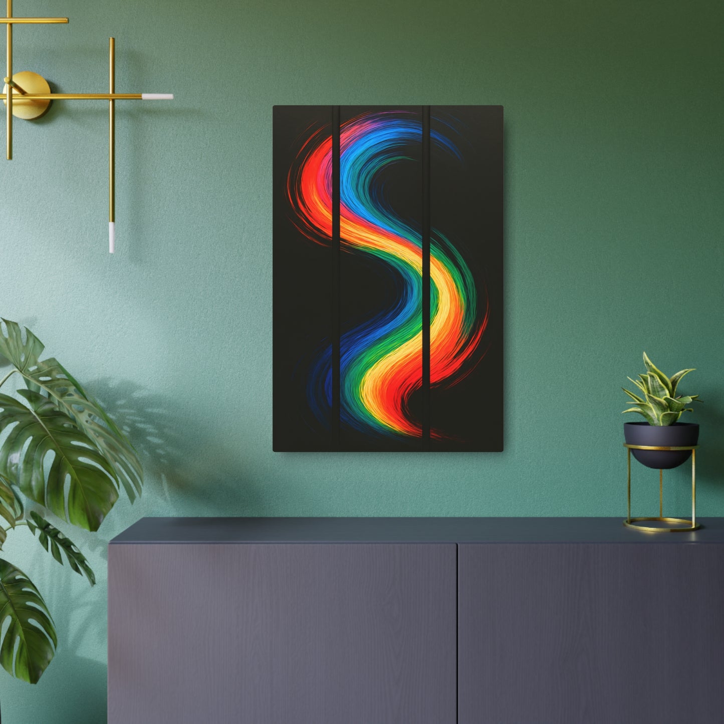 Vibrant Rainbow Metal Art - Weave Design