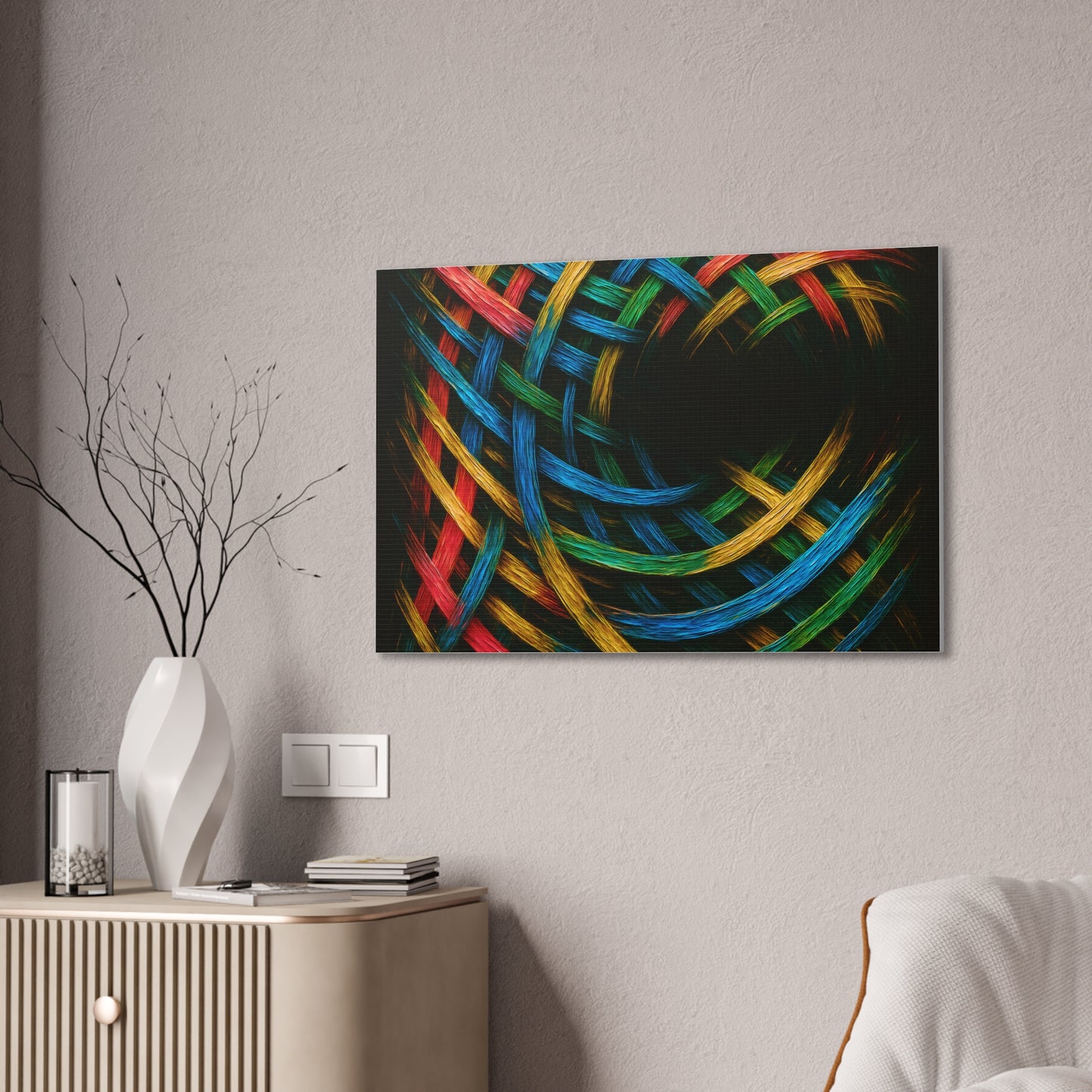 Vibrant Abstract Canvas Art - Weave Design