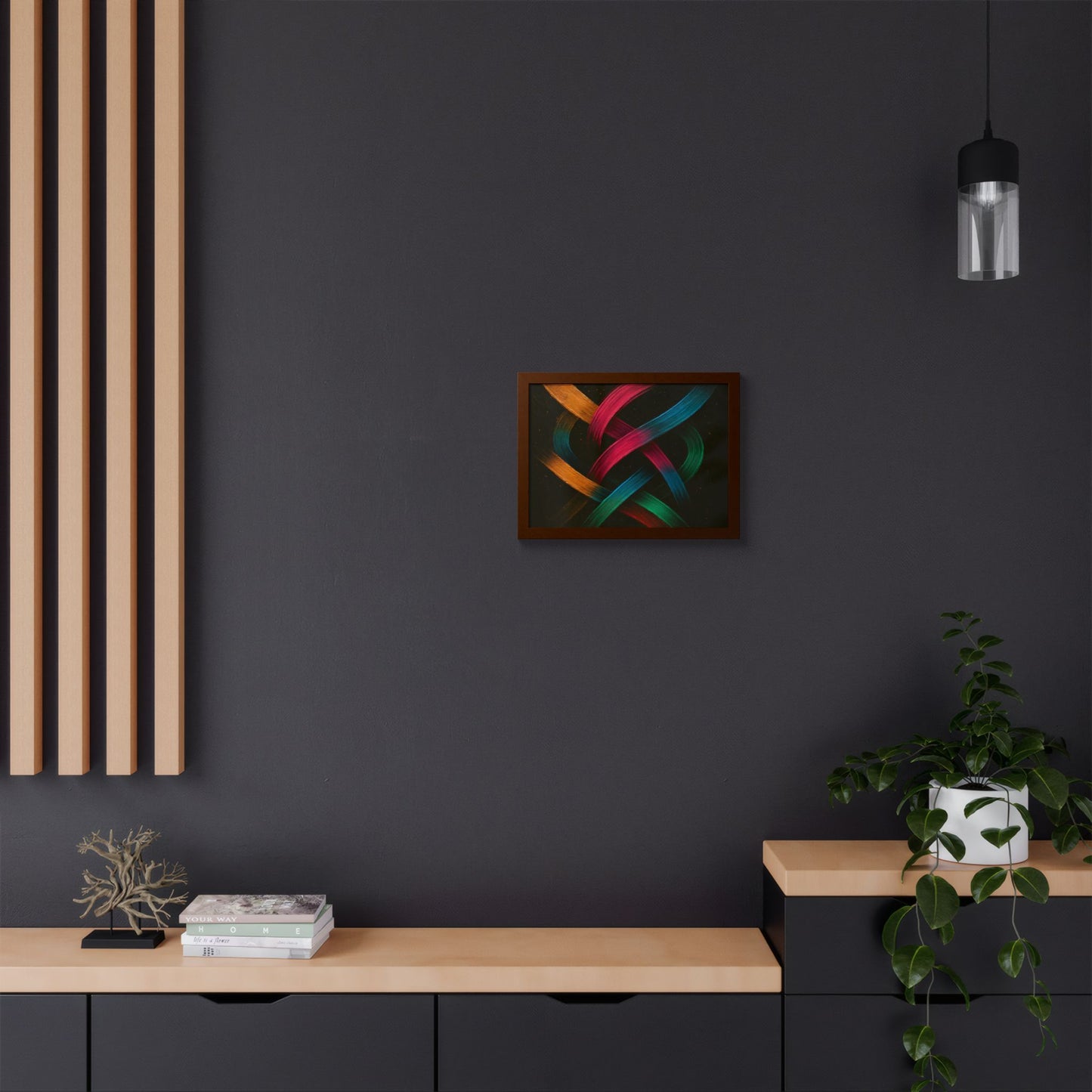 Vibrant Wooden Framed  Gallery Wall Art - Weave Design