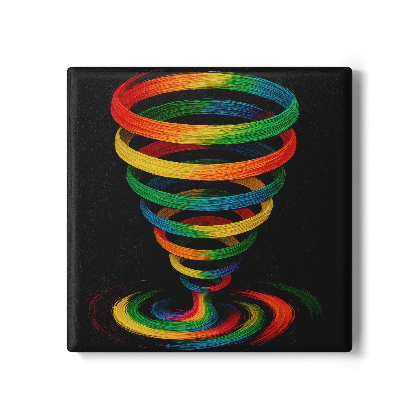 Rainbow Swirl Ceramic Coaster - Cyclone Design