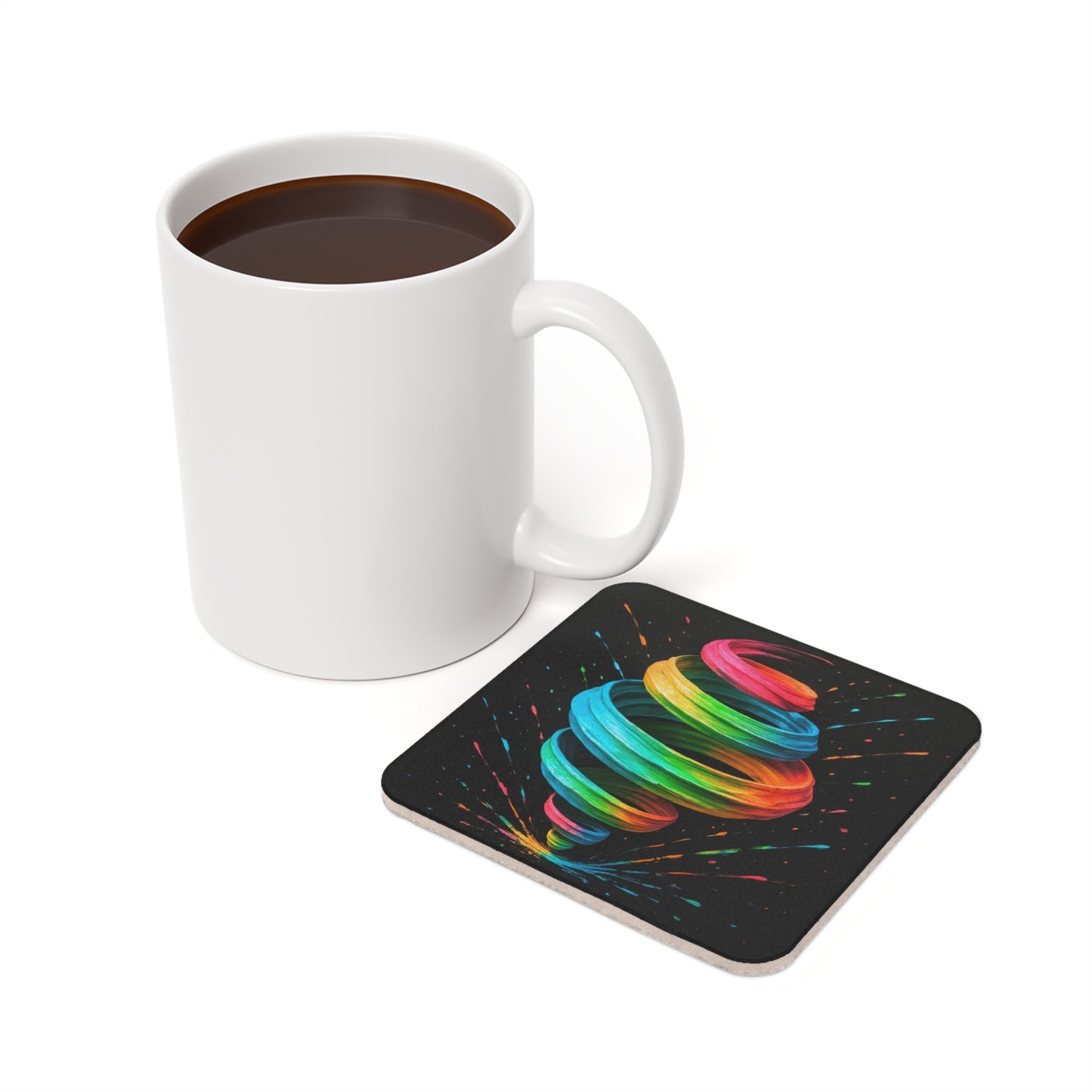 Colorful Swirl Cork Back Coaster - Cyclone Design