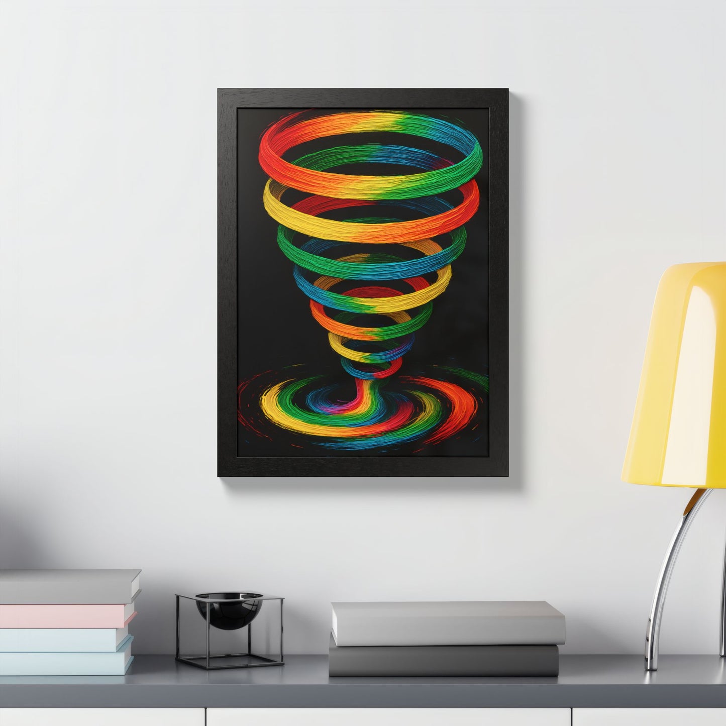Vibrant Spiral Framed Wall Art - Cyclone Design