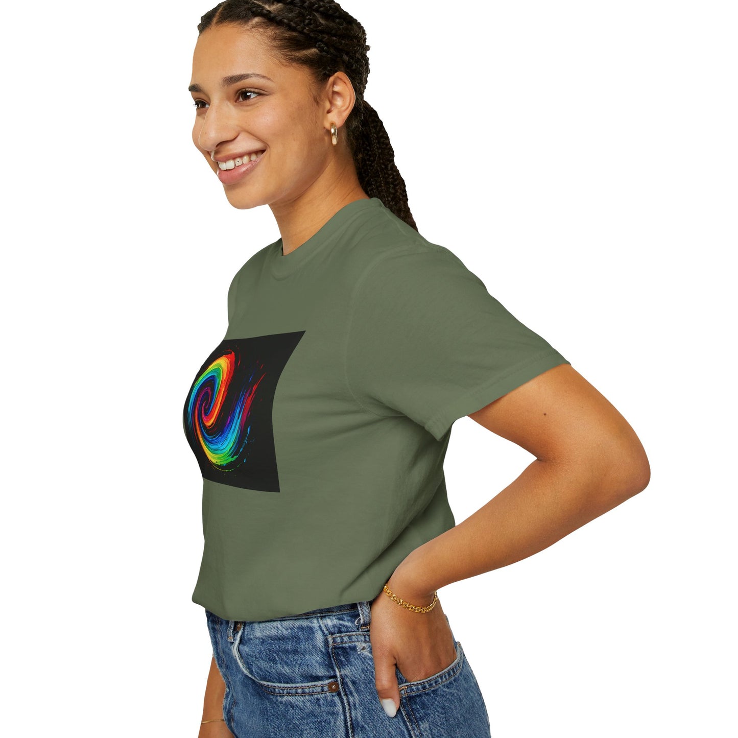 Colorful Swirl Unisex Garment-Dyed T-Shirt - Cyclone Design