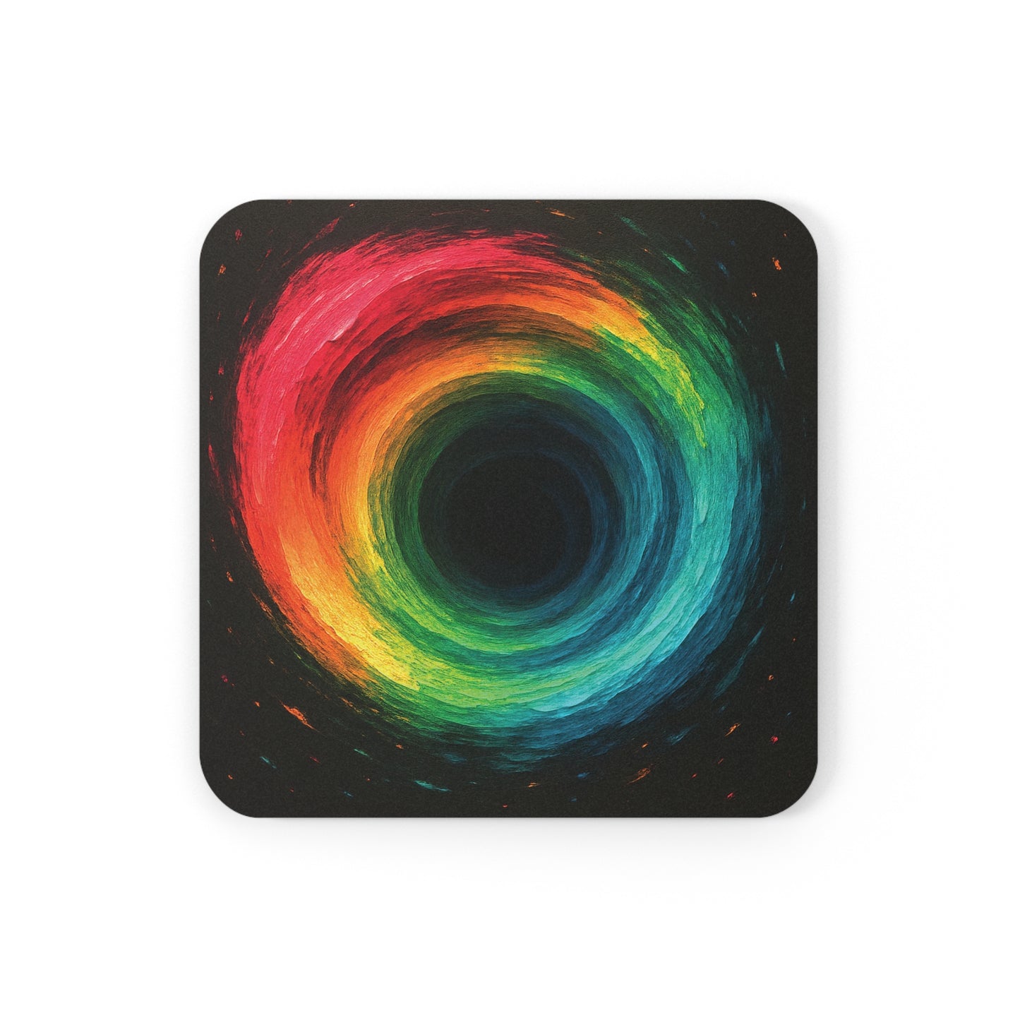 Vibrant Abstract Cork Back Coaster - Cyclone Design