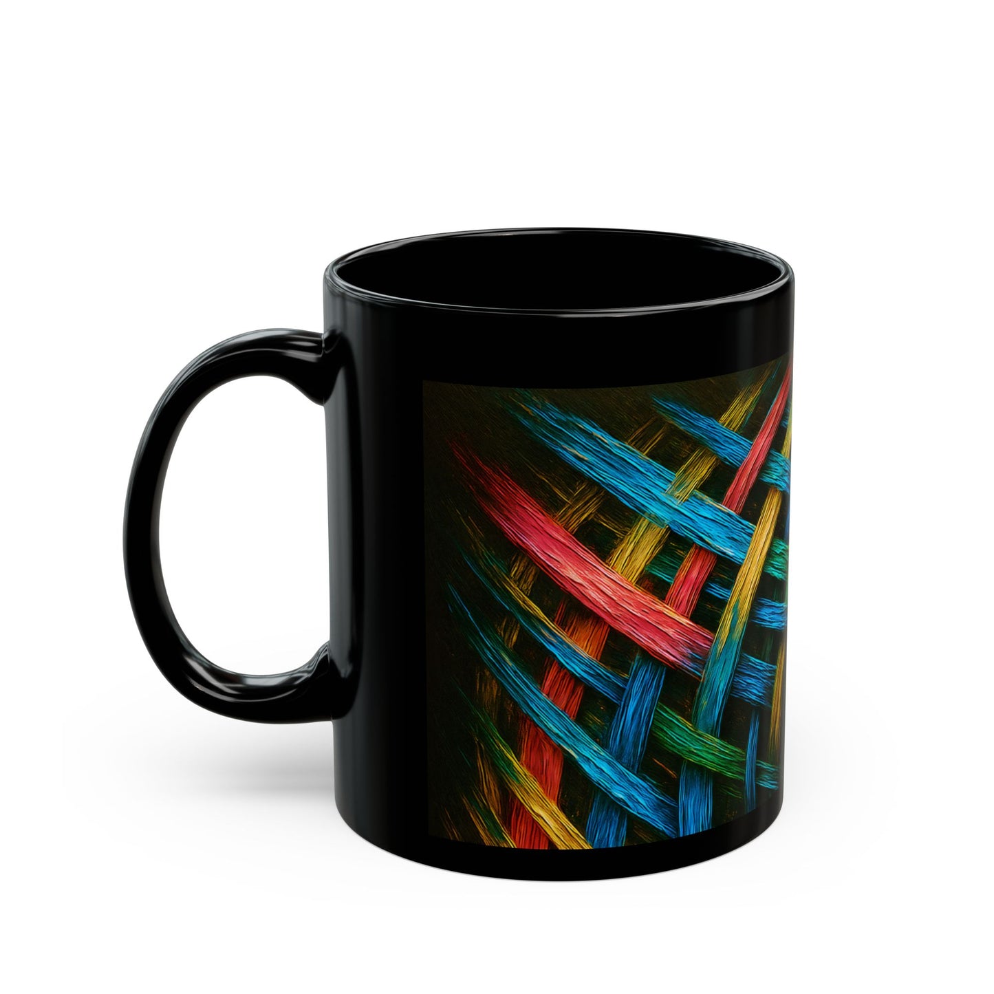 Colorful Woven Black Mug - Weave Design