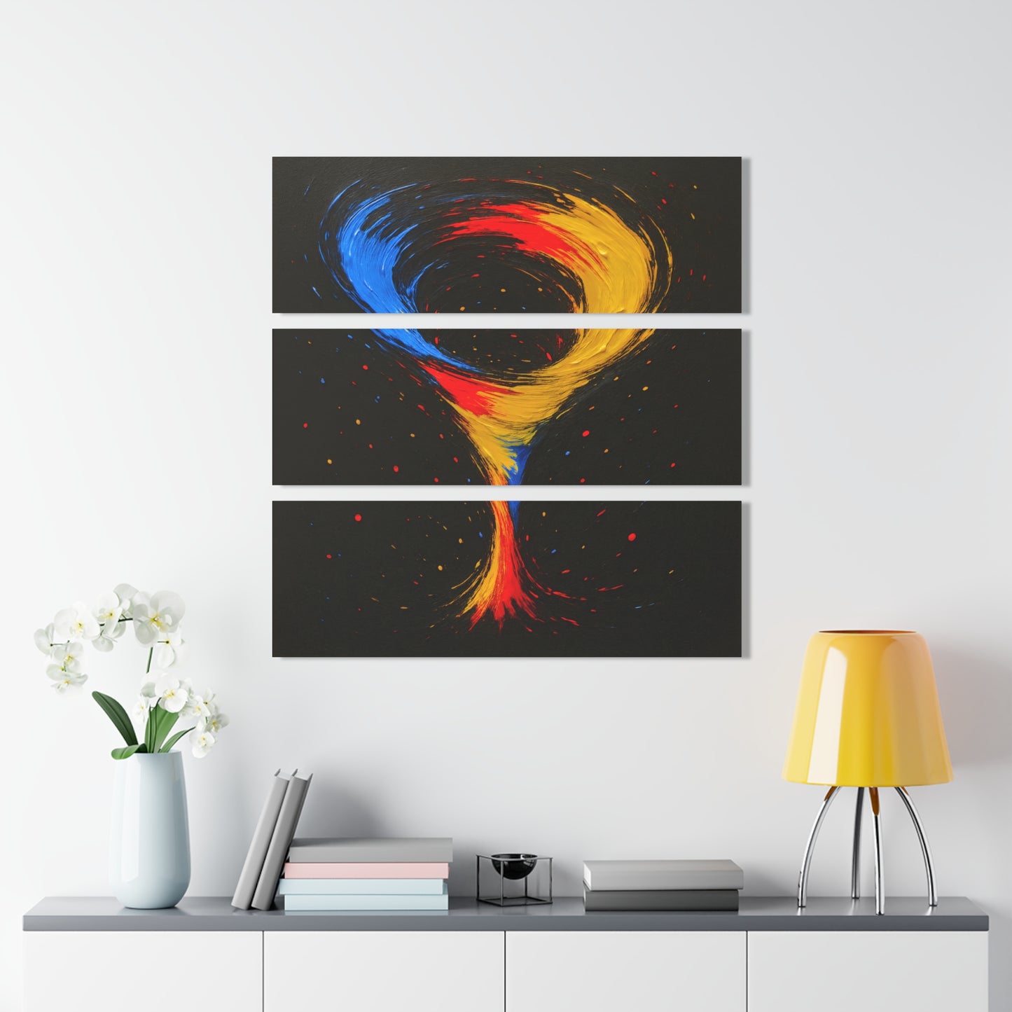 Vibrant Acrylic Triptych Wall Art for Living Room - Cyclone Design