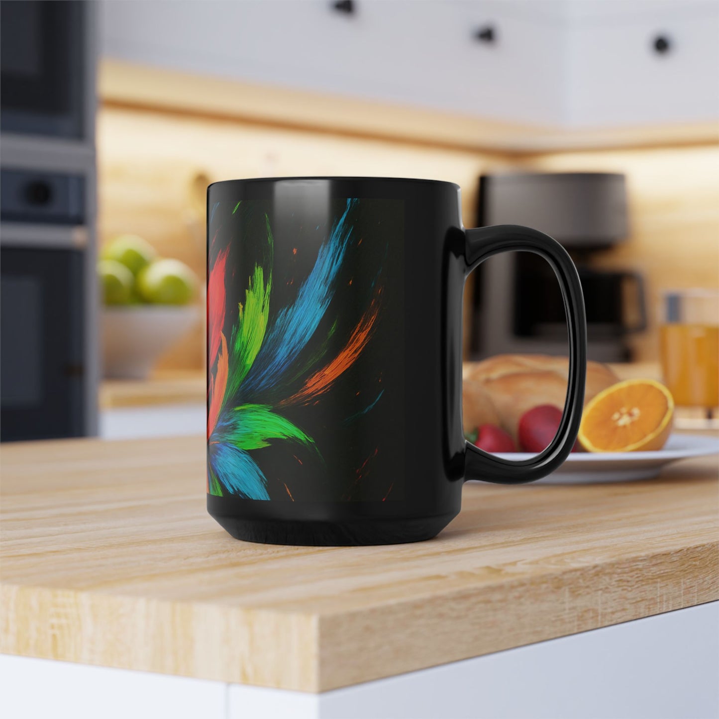 Vibrant Floral Black Mug - Melt Design