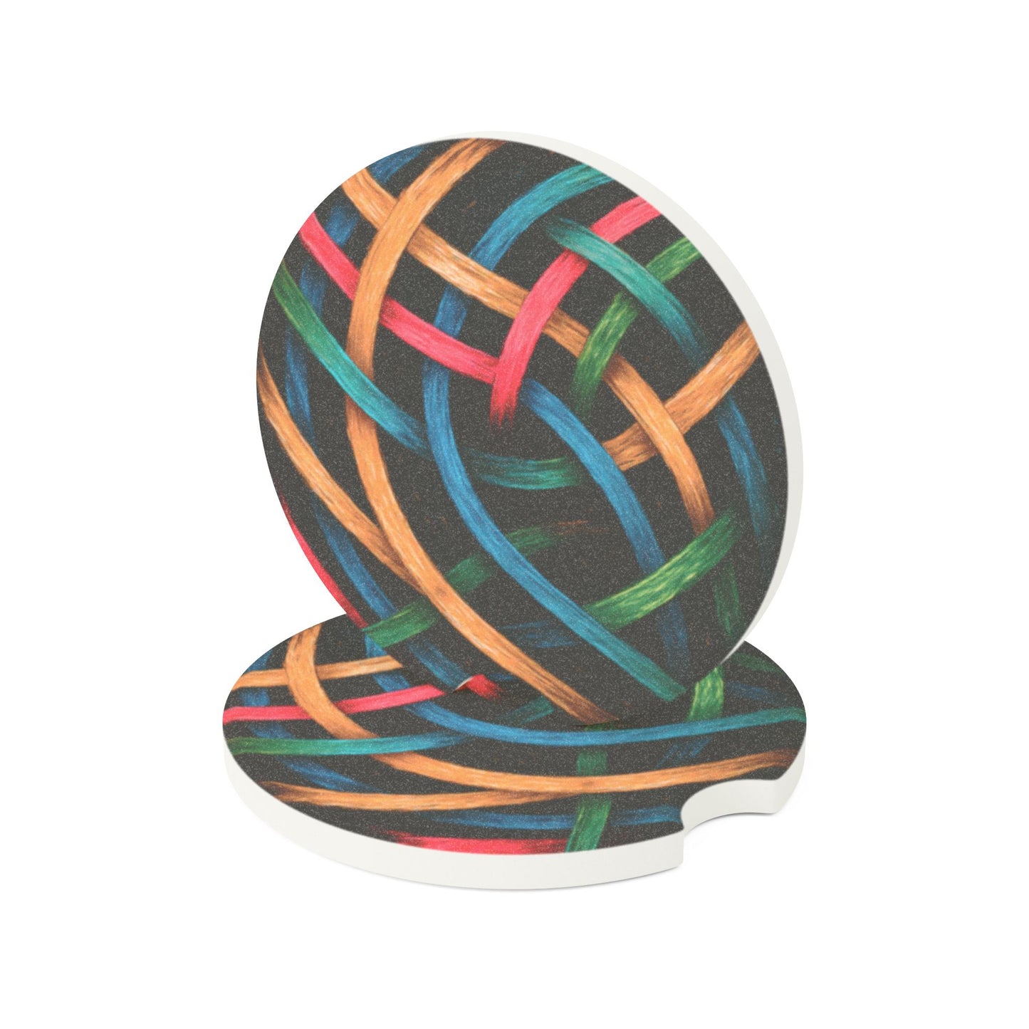 Colorful Soapstone Car Coaster Set - Weave Design