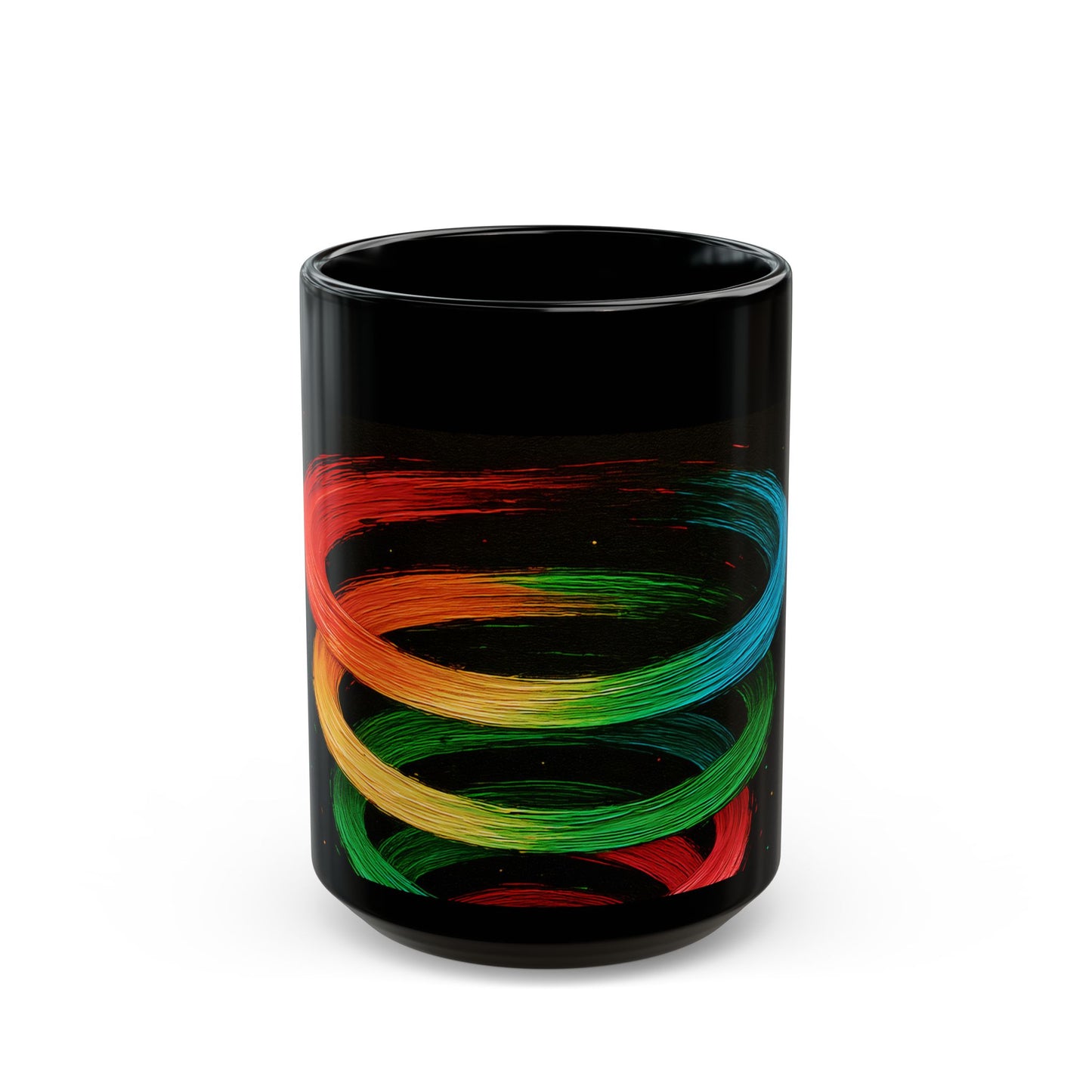 Colorful Swirl Black Mug - Cyclone Design