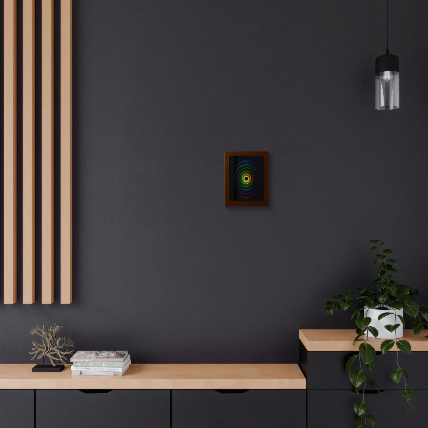 Modern Spiral Wooden Framed Print WallArt - Cyclone Design