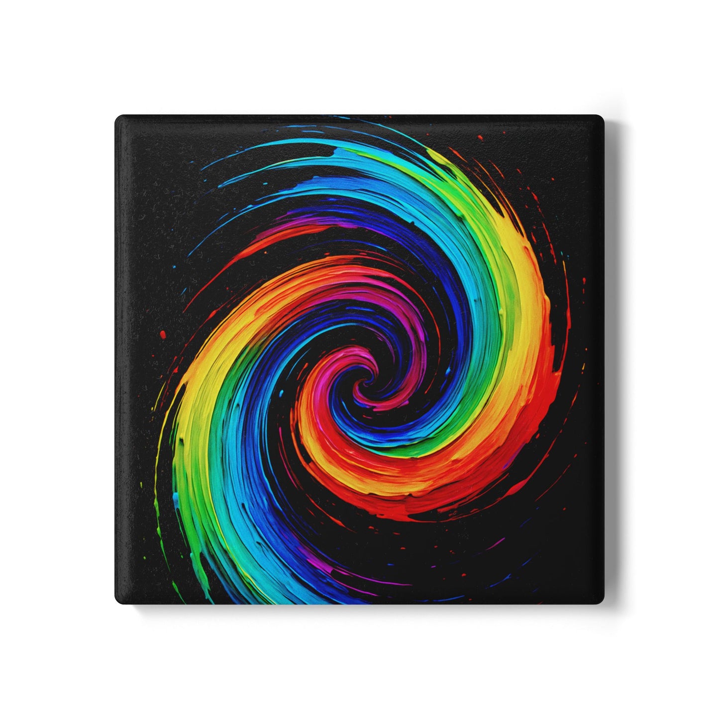 Vibrant Spiral Ceramic Coaster - Cyclone Design
