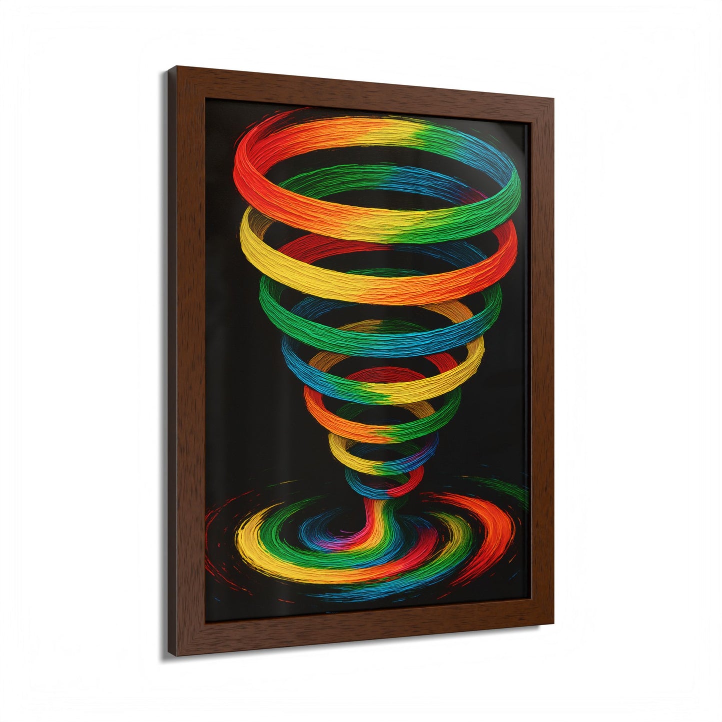 Vibrant Spiral Framed Wall Art - Cyclone Design