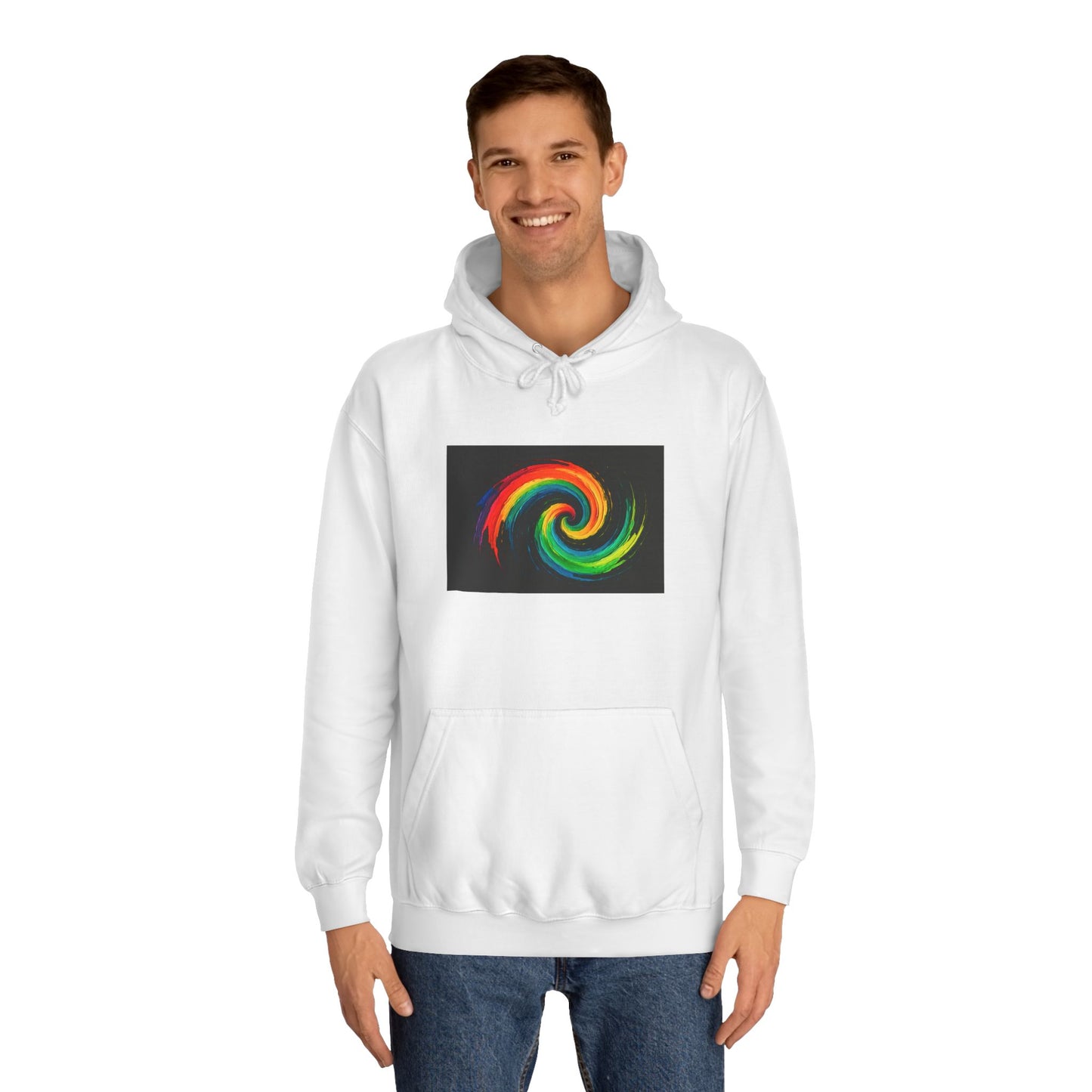 Unisex Vibrant Swirl College Hoodie - Cyclone Design