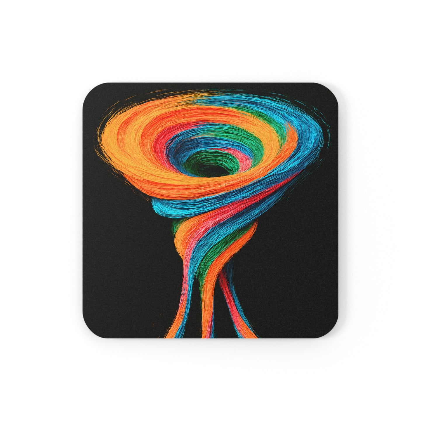Colorful Swirl Cork Back Coaster - Cyclone Design