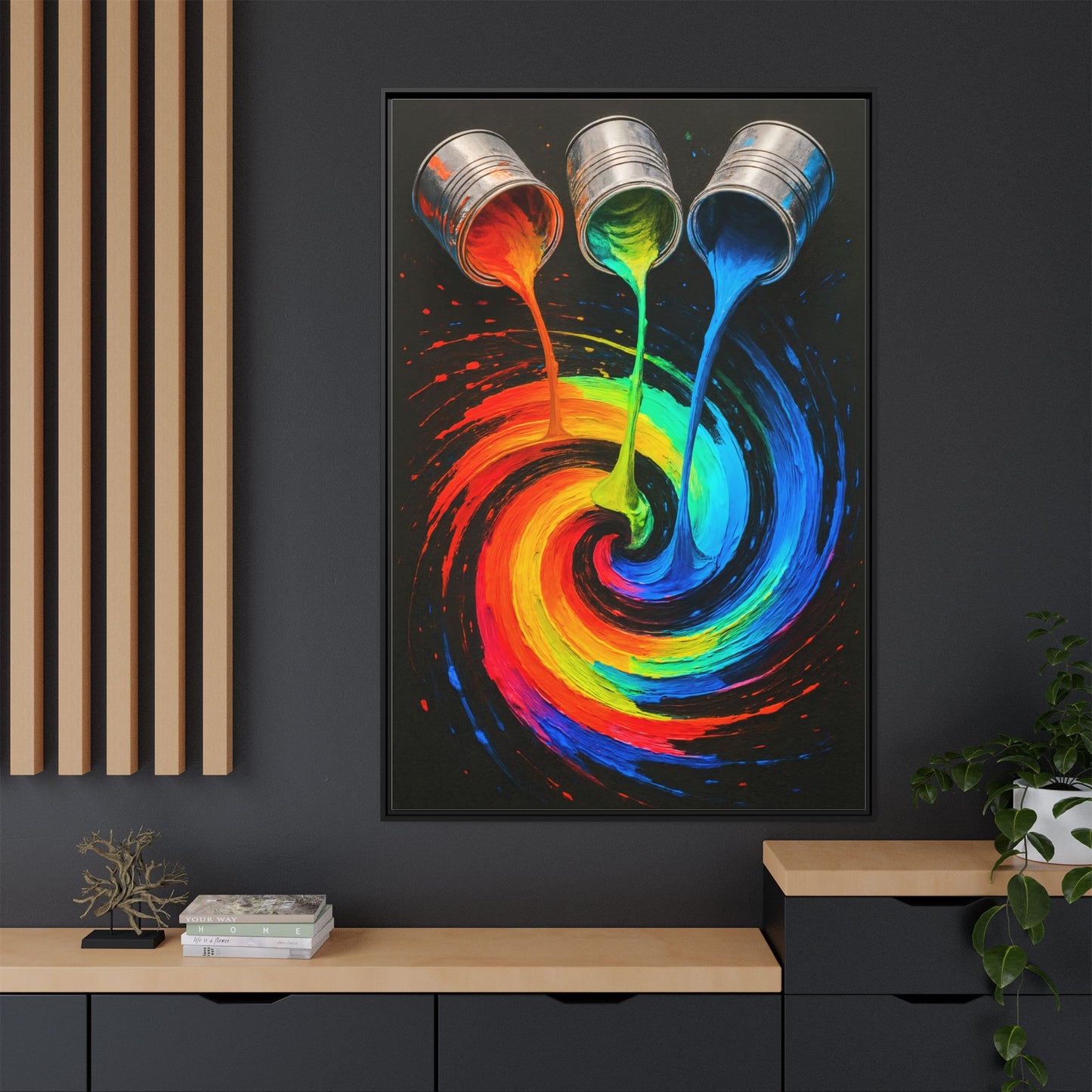 Colorful Abstract Wall Art Framed Canvas Print  - Melt Design