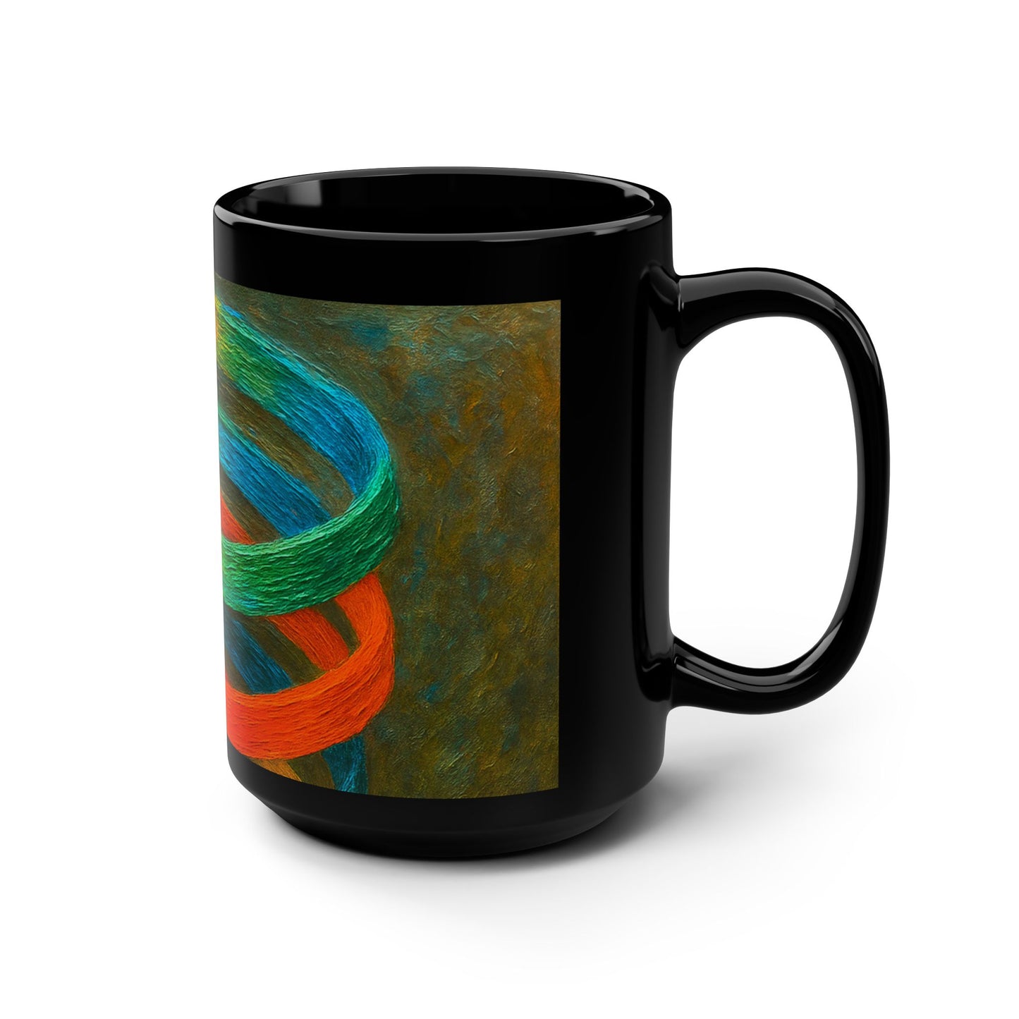 Colorful Swirls Black Mug - Cyclone Design