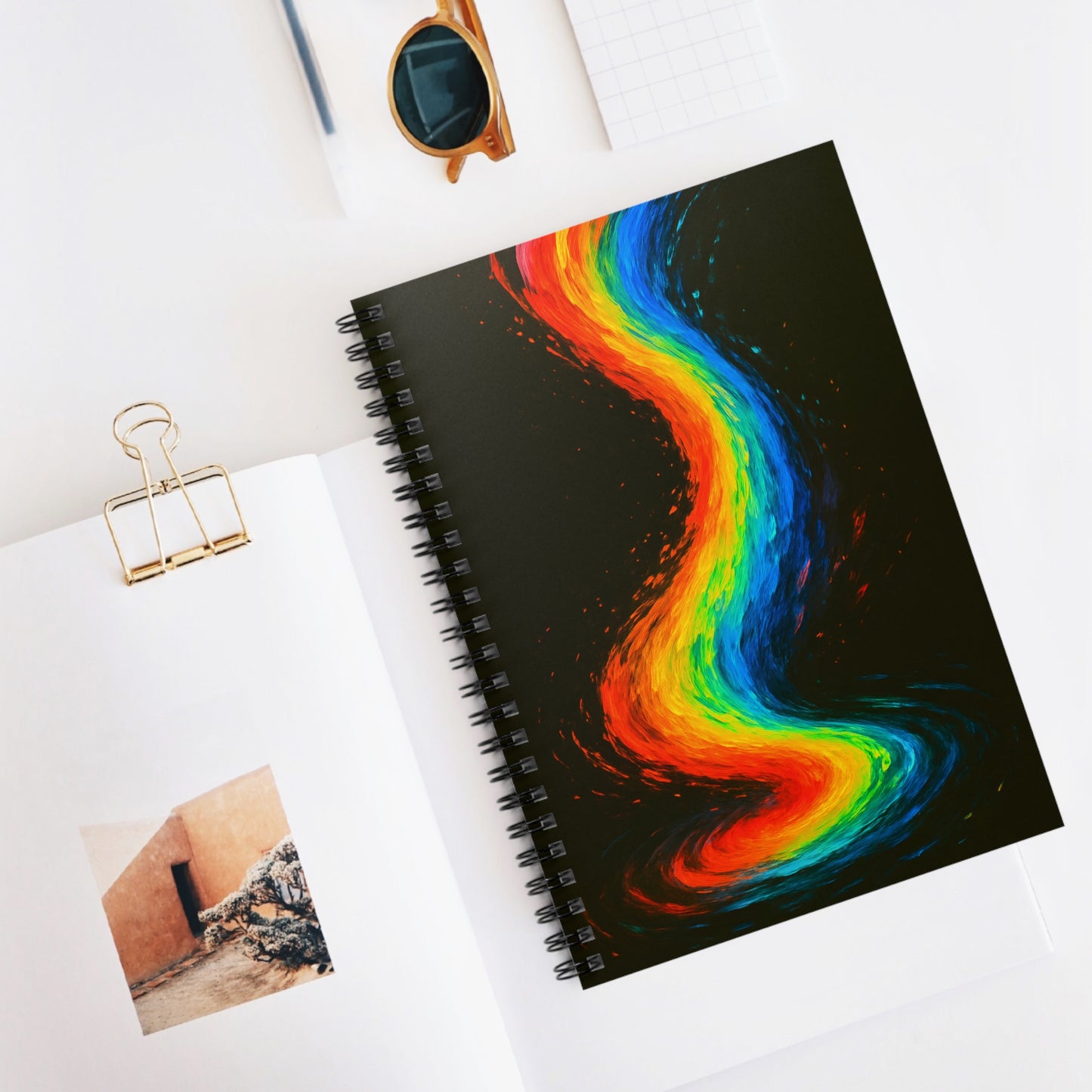 Vibrant Rainbow Spiral Notebook - Metal Design