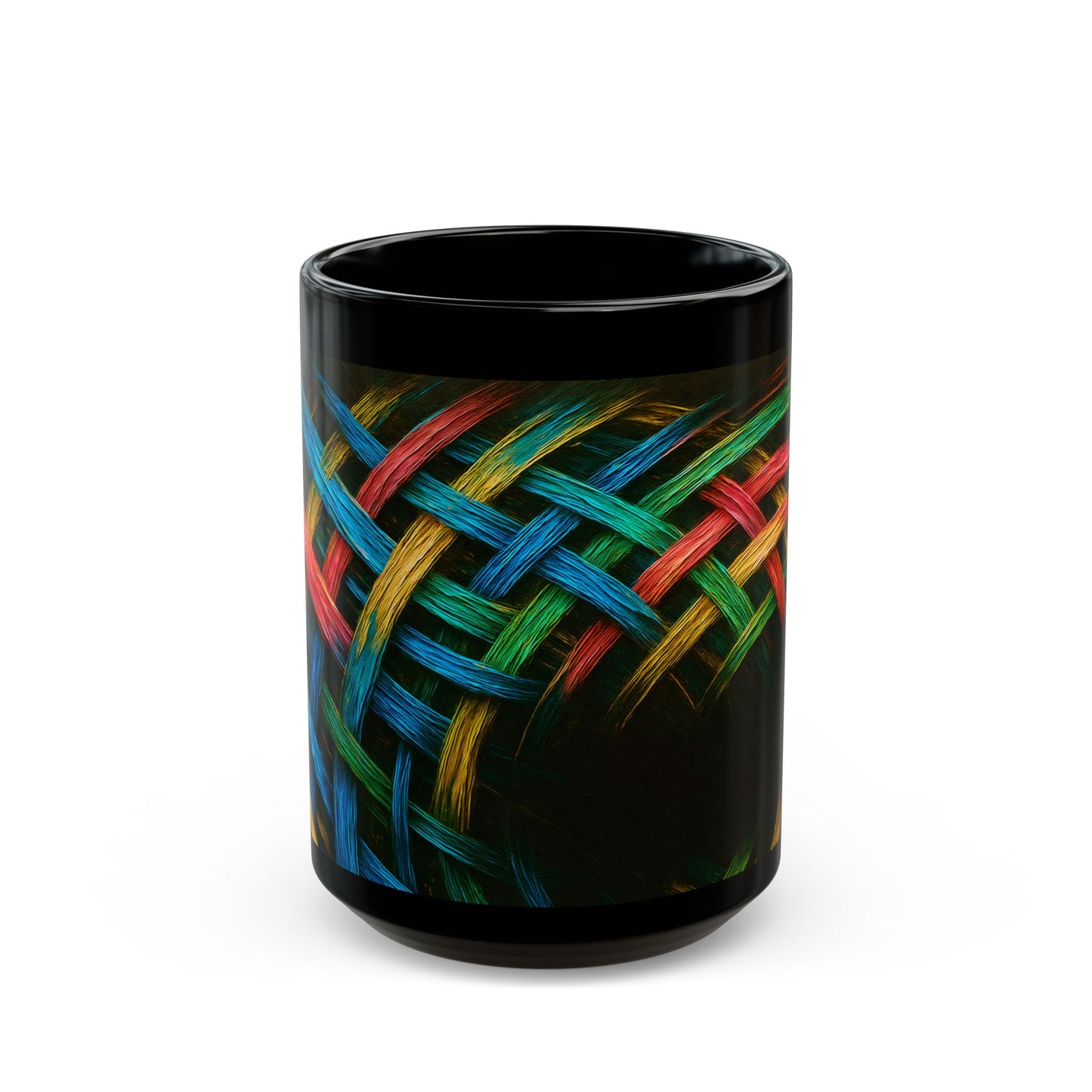 Colorful Woven Black Mug - Weave Design