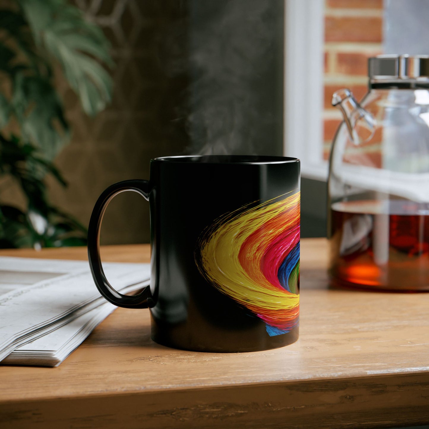 Colorful Swirl Black  Artisanal Mug - Cyclone Design