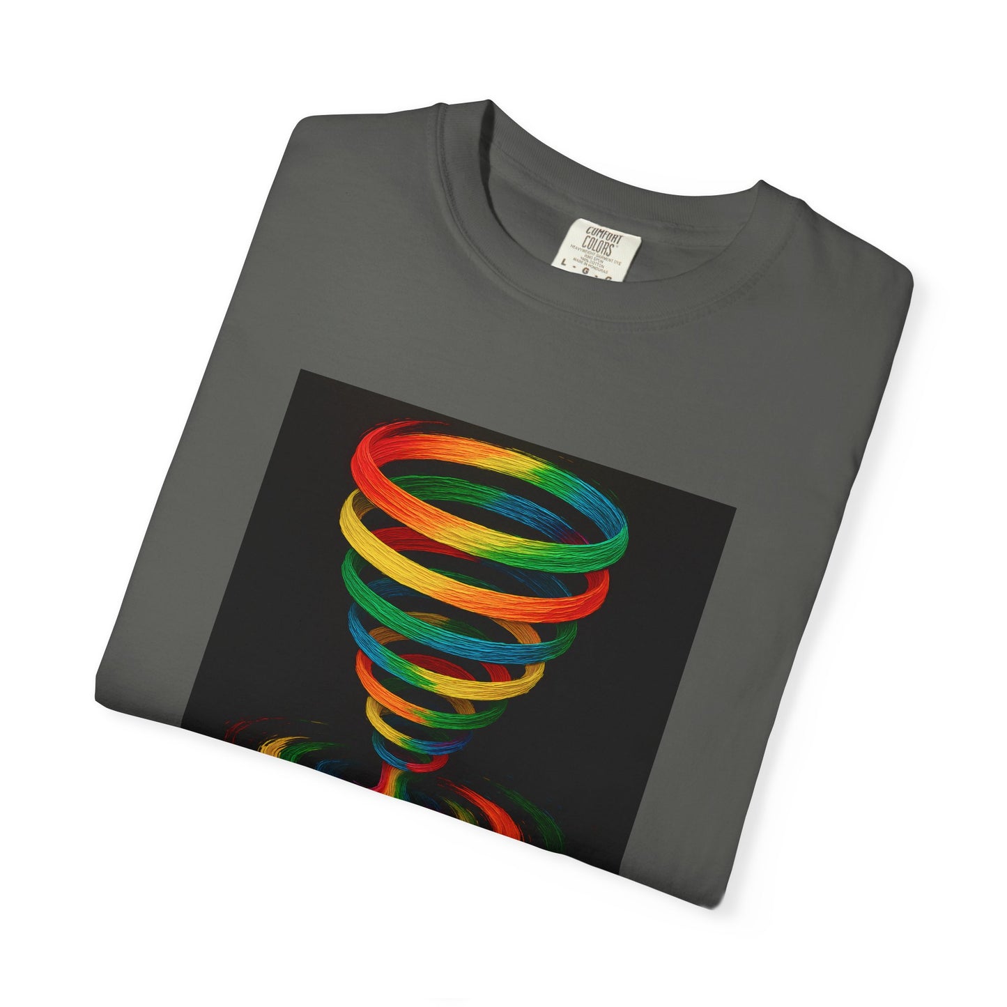 Vibrant Unisex T-Shirt with Colorful Tornado Design - Cyclone Design