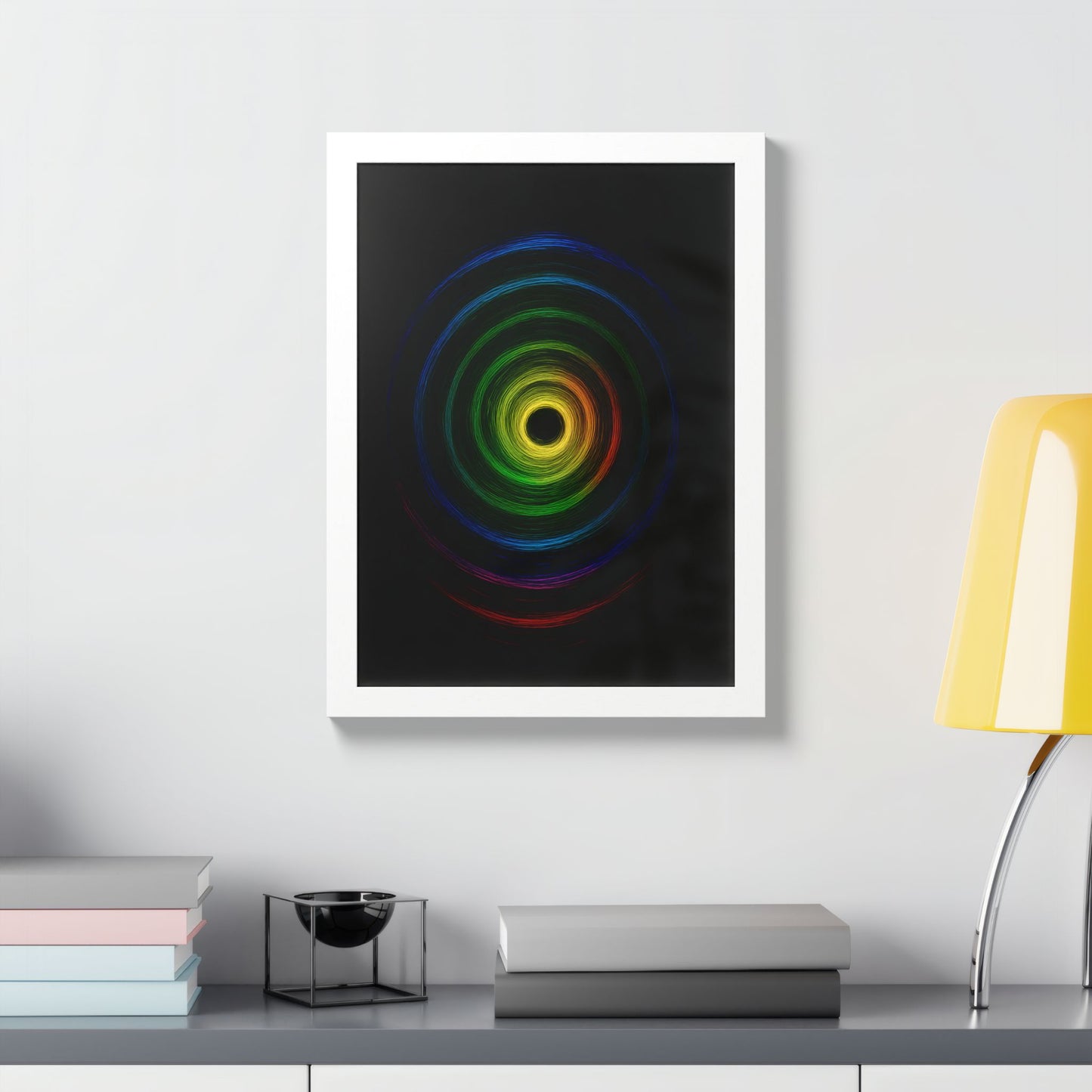 Modern Spiral Wooden Framed Print WallArt - Cyclone Design