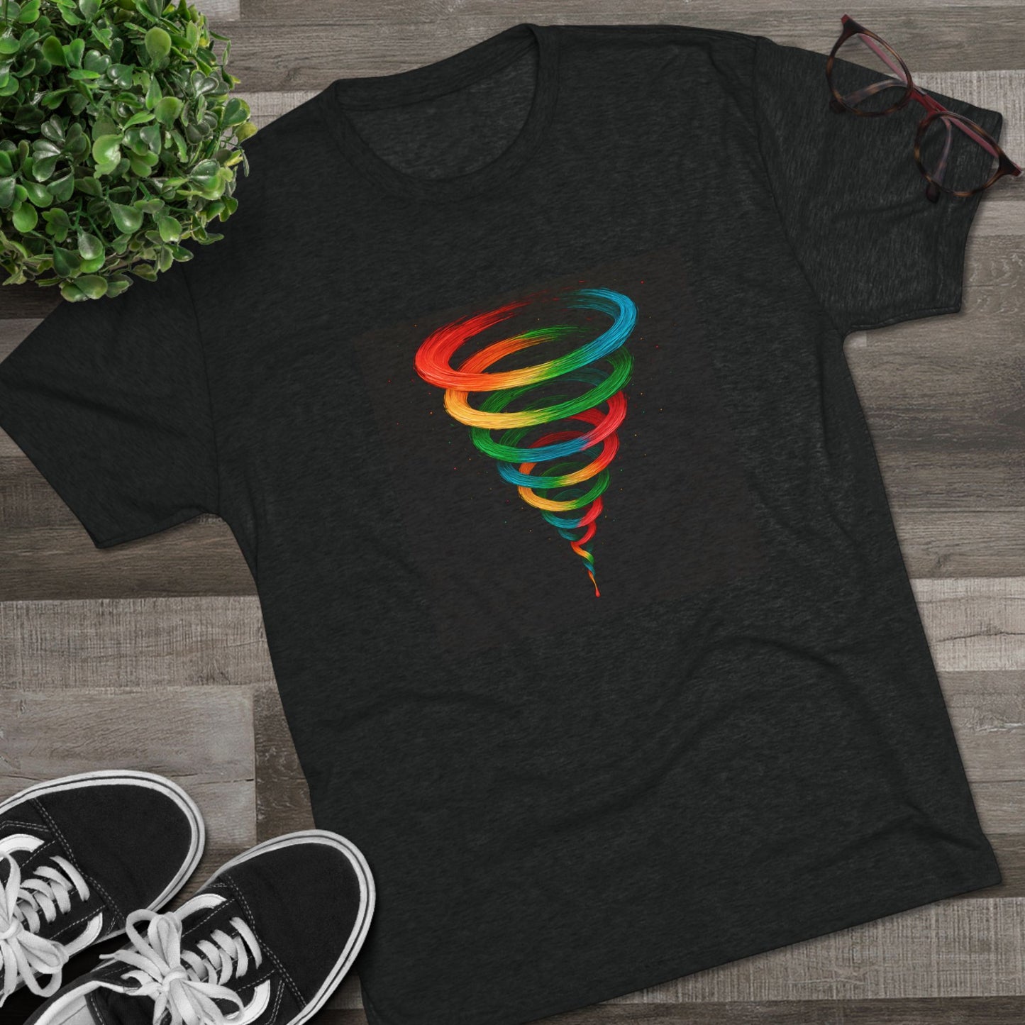 Colorful Whirlwind Unisex Crew Tee - Cyclone Design