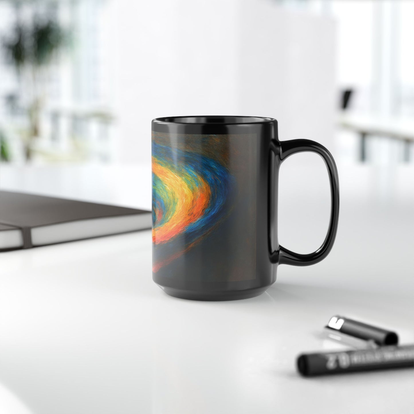 Black Mug for Art Lovers - Cyclone Design