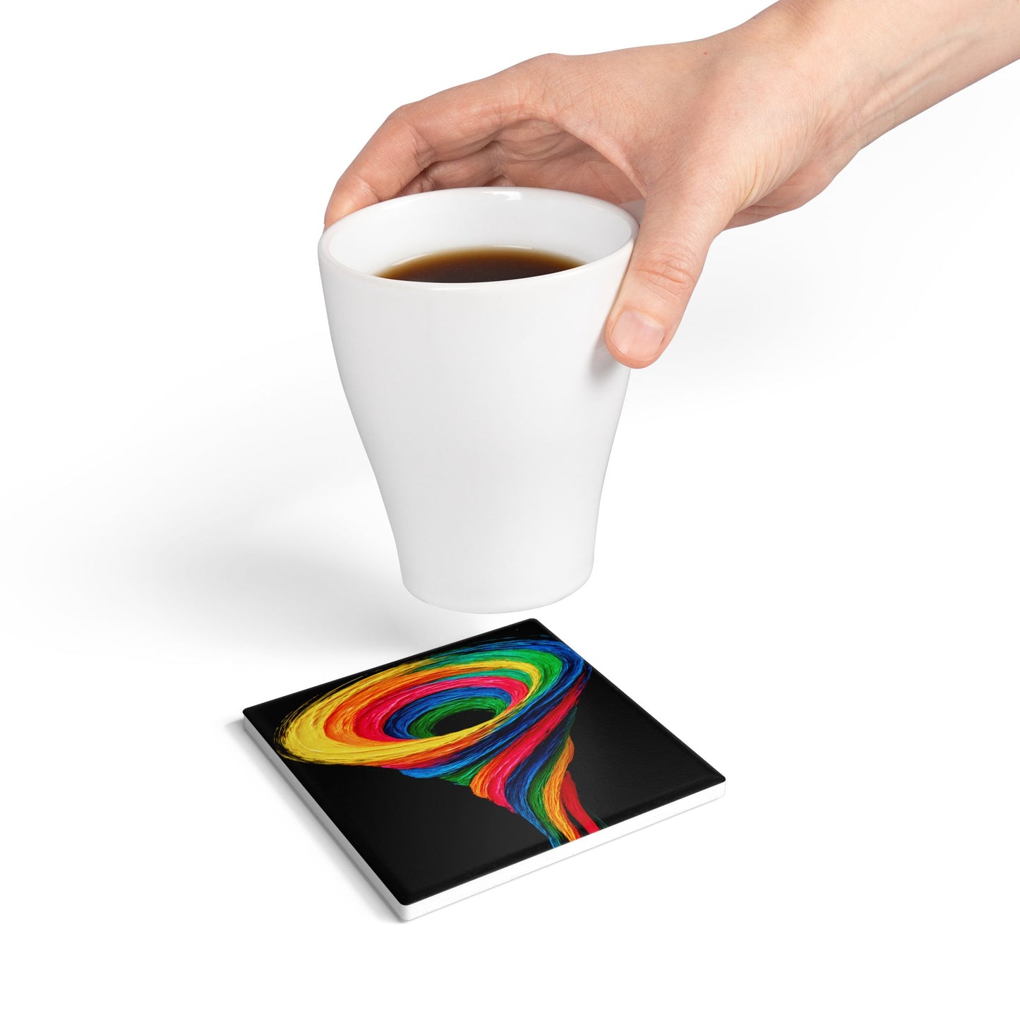 Vibrant Swirl Ceramic Coaster - Cyclone Design