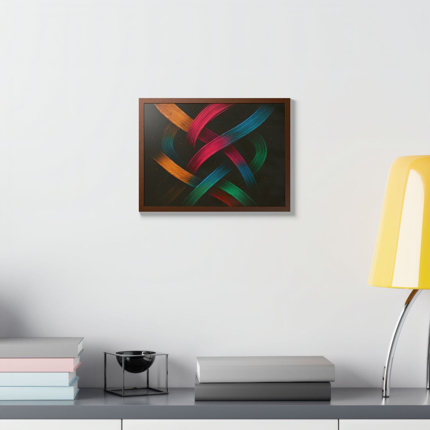 Vibrant Wooden Framed  Gallery Wall Art - Weave Design