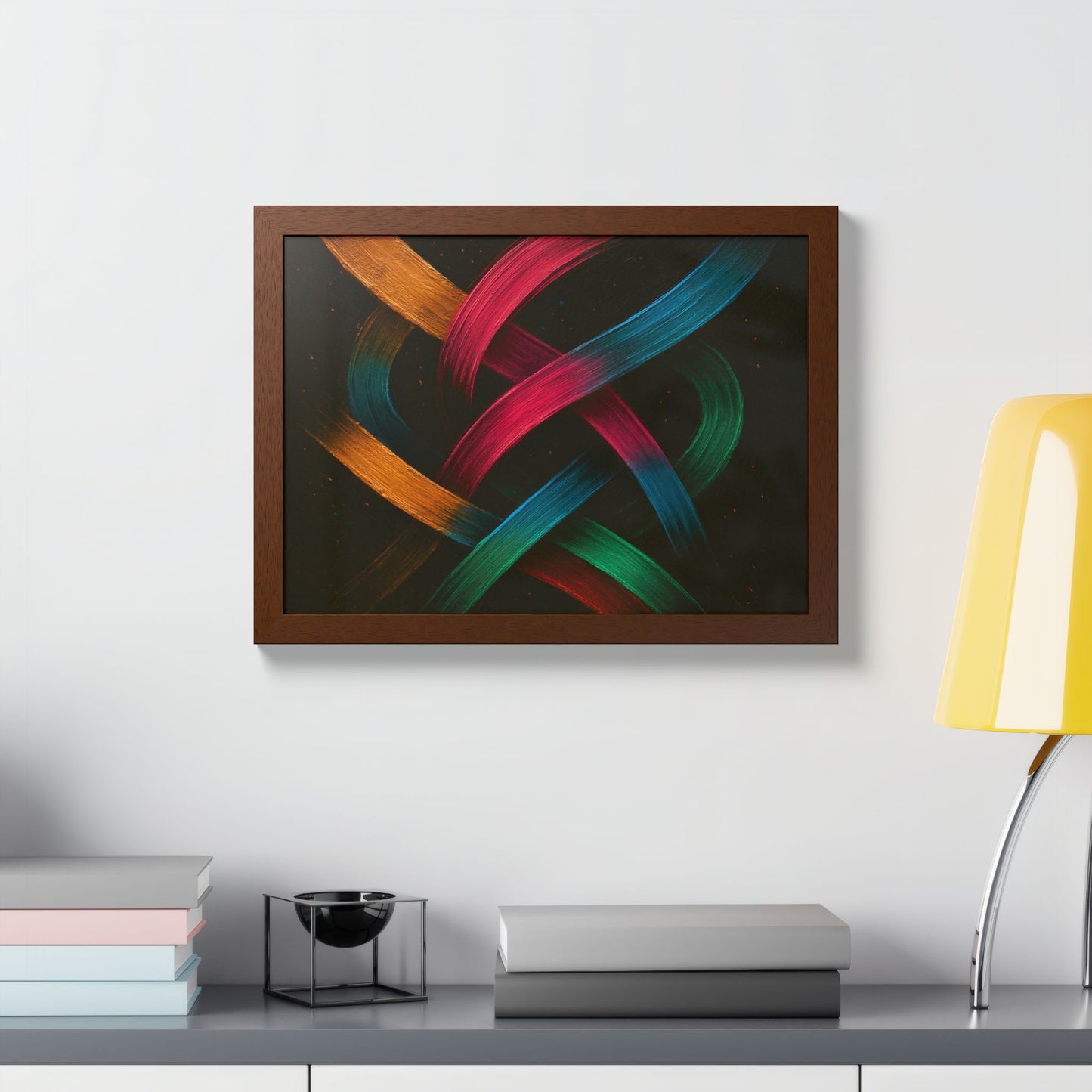 Vibrant Wooden Framed  Gallery Wall Art - Weave Design