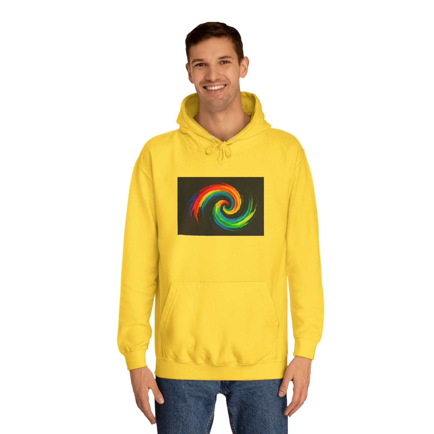 Unisex Vibrant Swirl College Hoodie - Cyclone Design