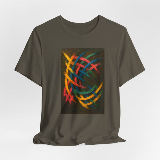Colorful Abstract Art Tee for Creative Souls - Weave Design
