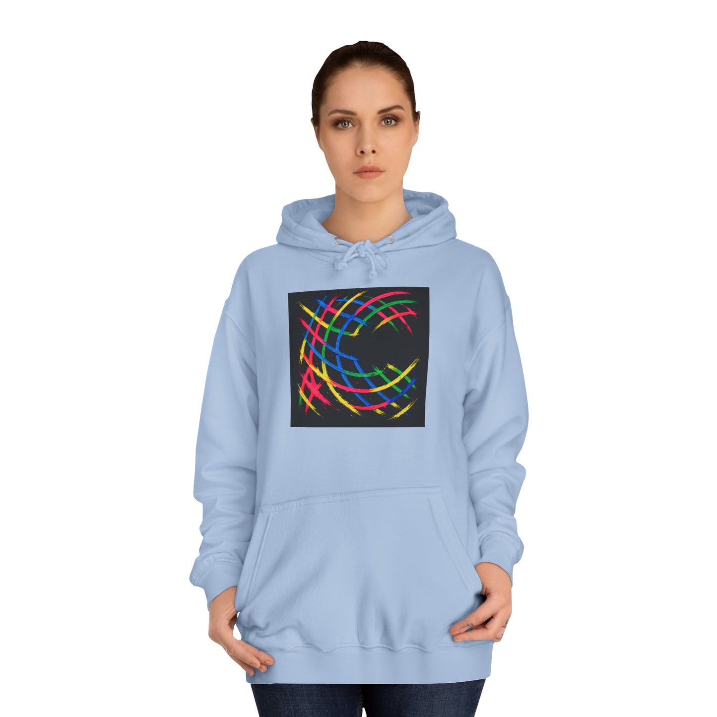 Vibrant Abstract Hooded Sweatshirt - Weave Design