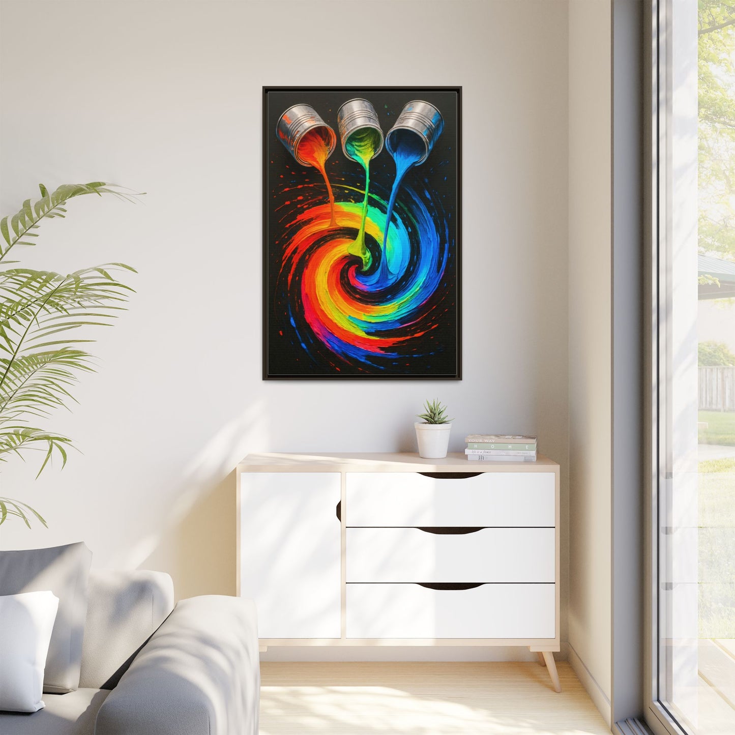 Colorful Abstract Wall Art Framed Canvas Print  - Melt Design