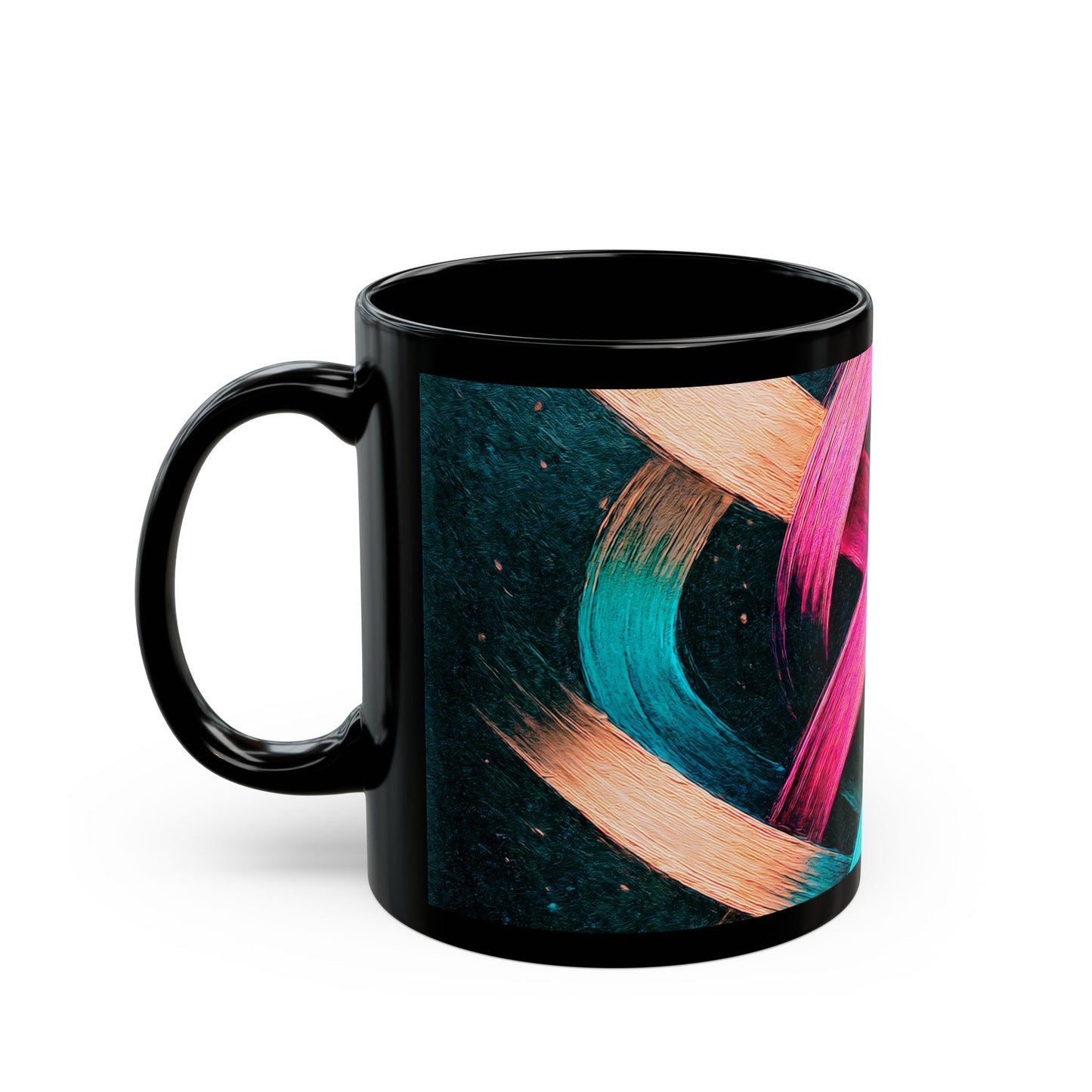 Colorful Brush Stroke Black Mug - Weave Design