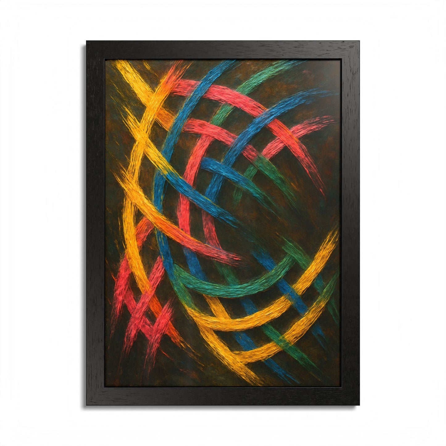 Vibrant Abstract wooden Framed Wall Art - Weave Design