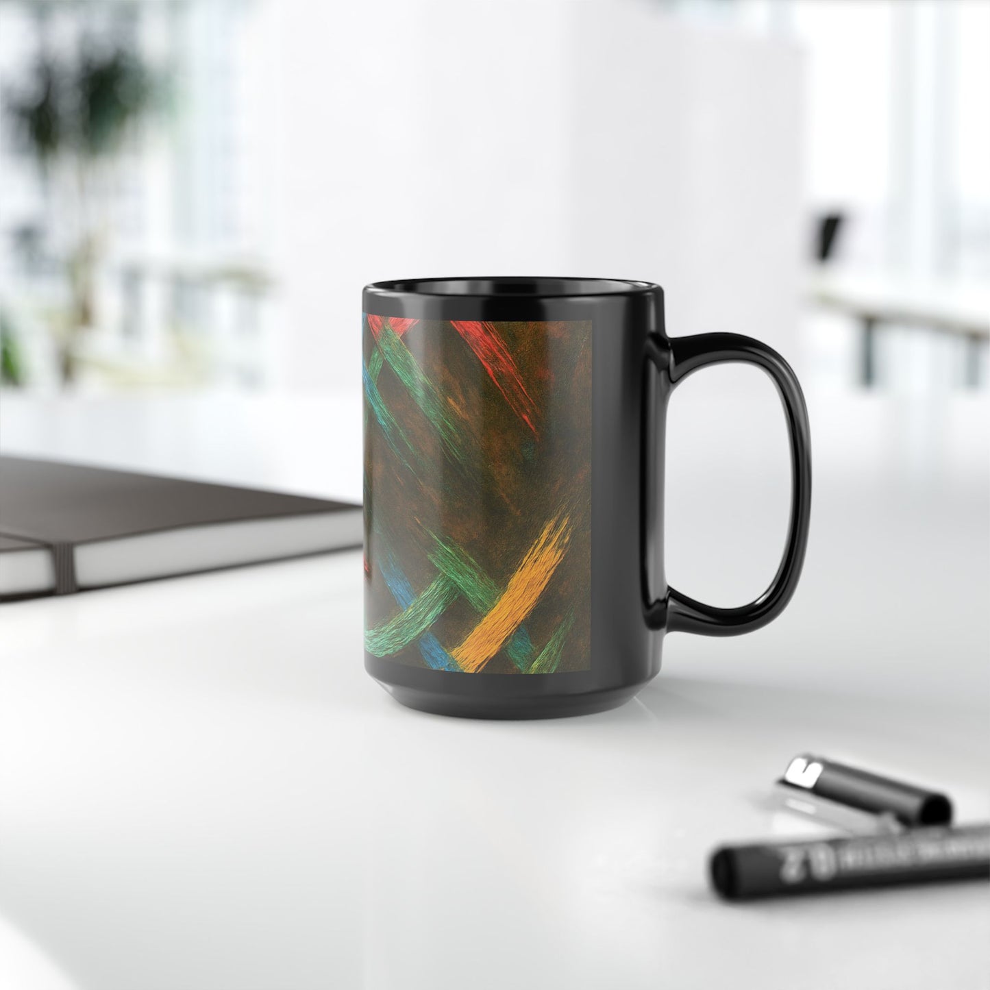 Vibrant Weave Design Black Mug (11oz, 15oz)