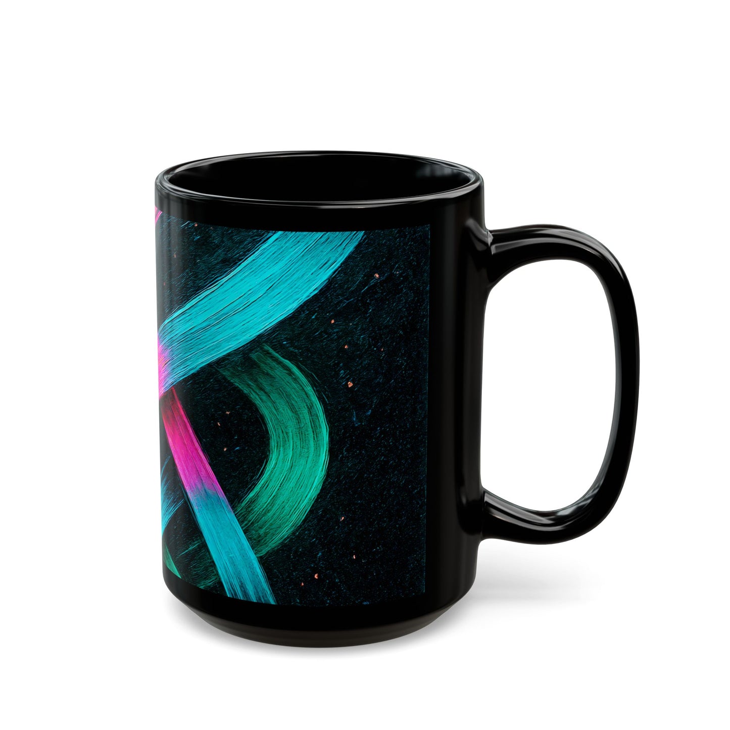 Colorful Brush Stroke Black Mug - Weave Design