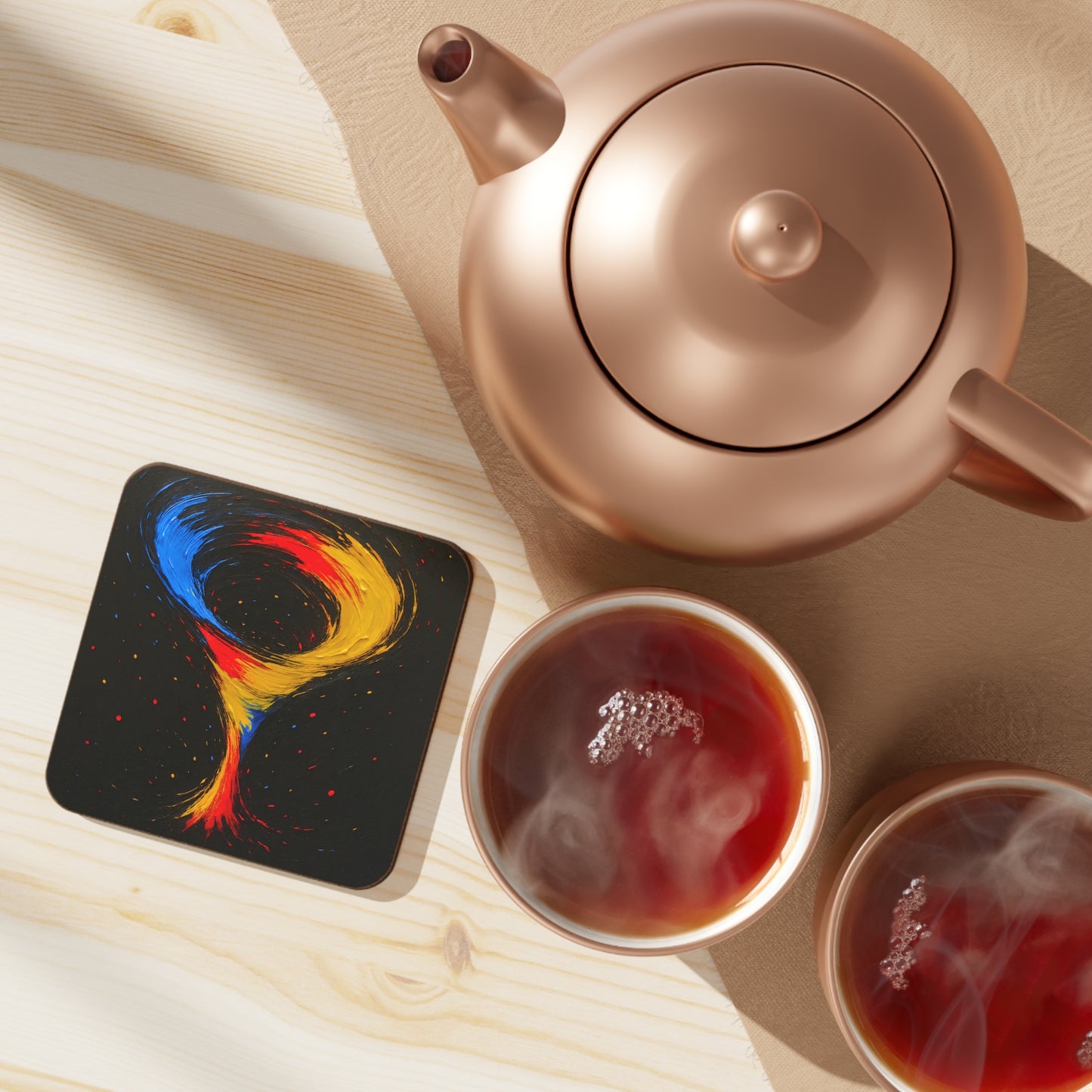 Vibrant Abstract Art Coaster Set - Cyclone Design